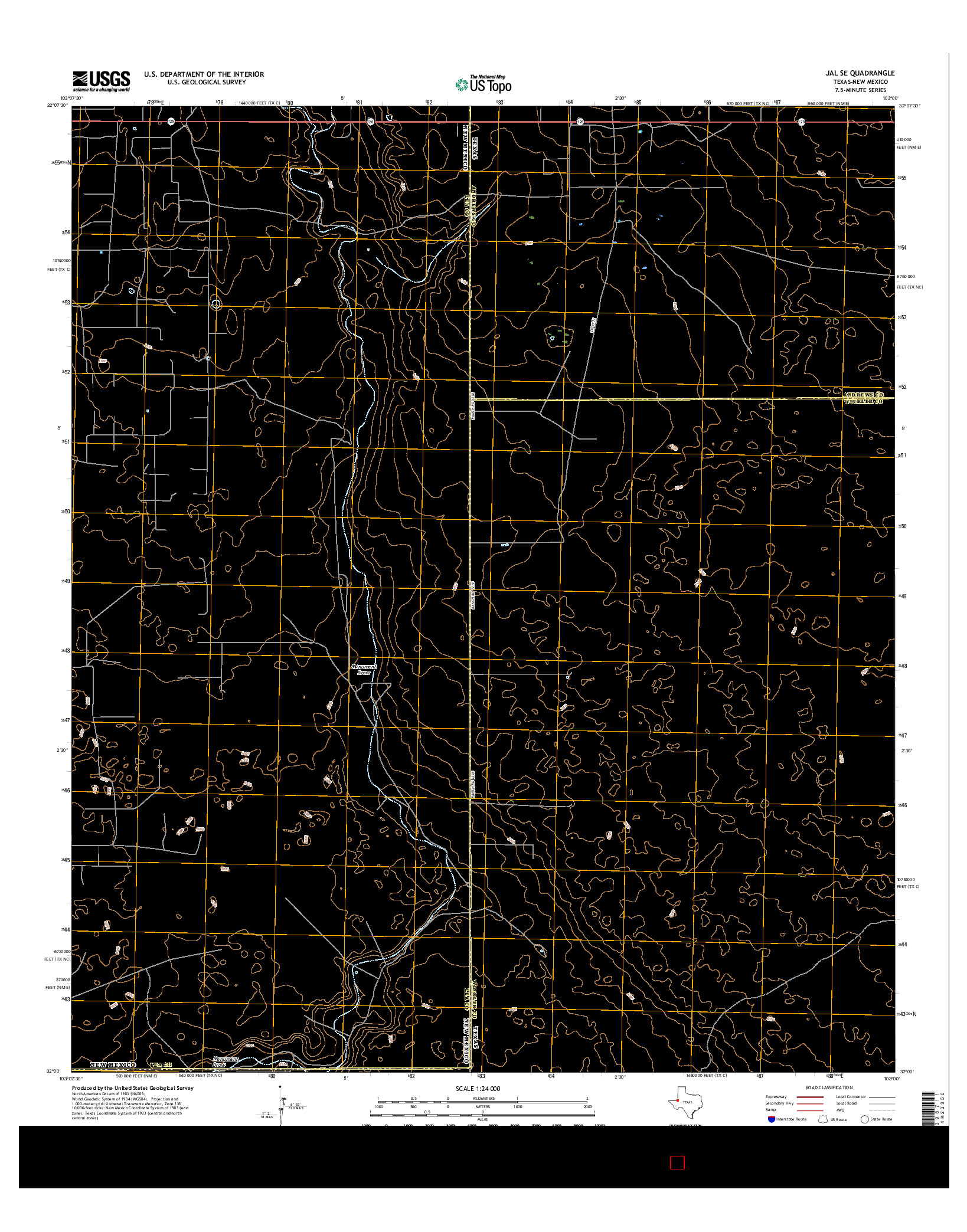 USGS US TOPO 7.5-MINUTE MAP FOR JAL SE, TX-NM 2016