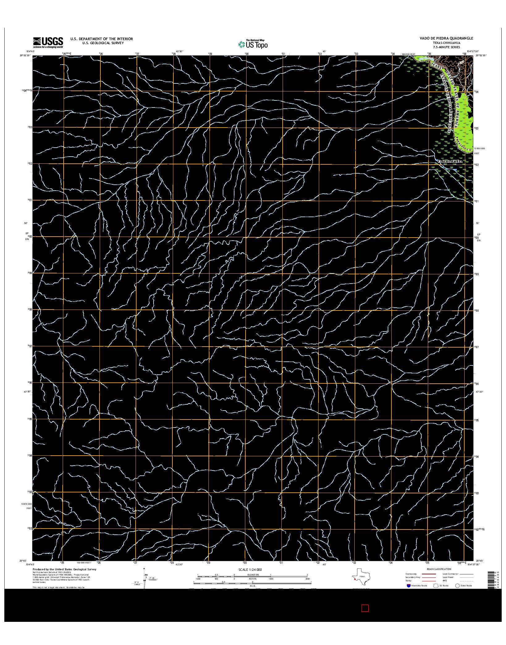 USGS US TOPO 7.5-MINUTE MAP FOR VADO DE PIEDRA, TX-CHH 2016