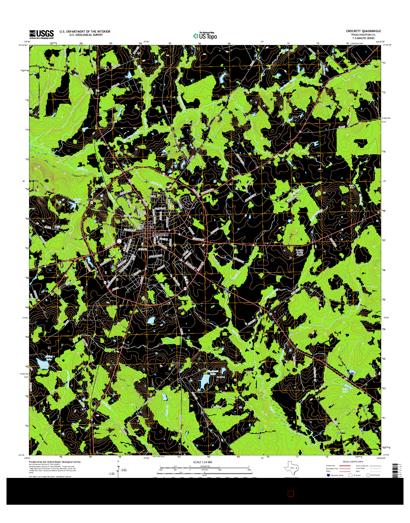 USGS US TOPO 7.5-MINUTE MAP FOR CROCKETT, TX 2016