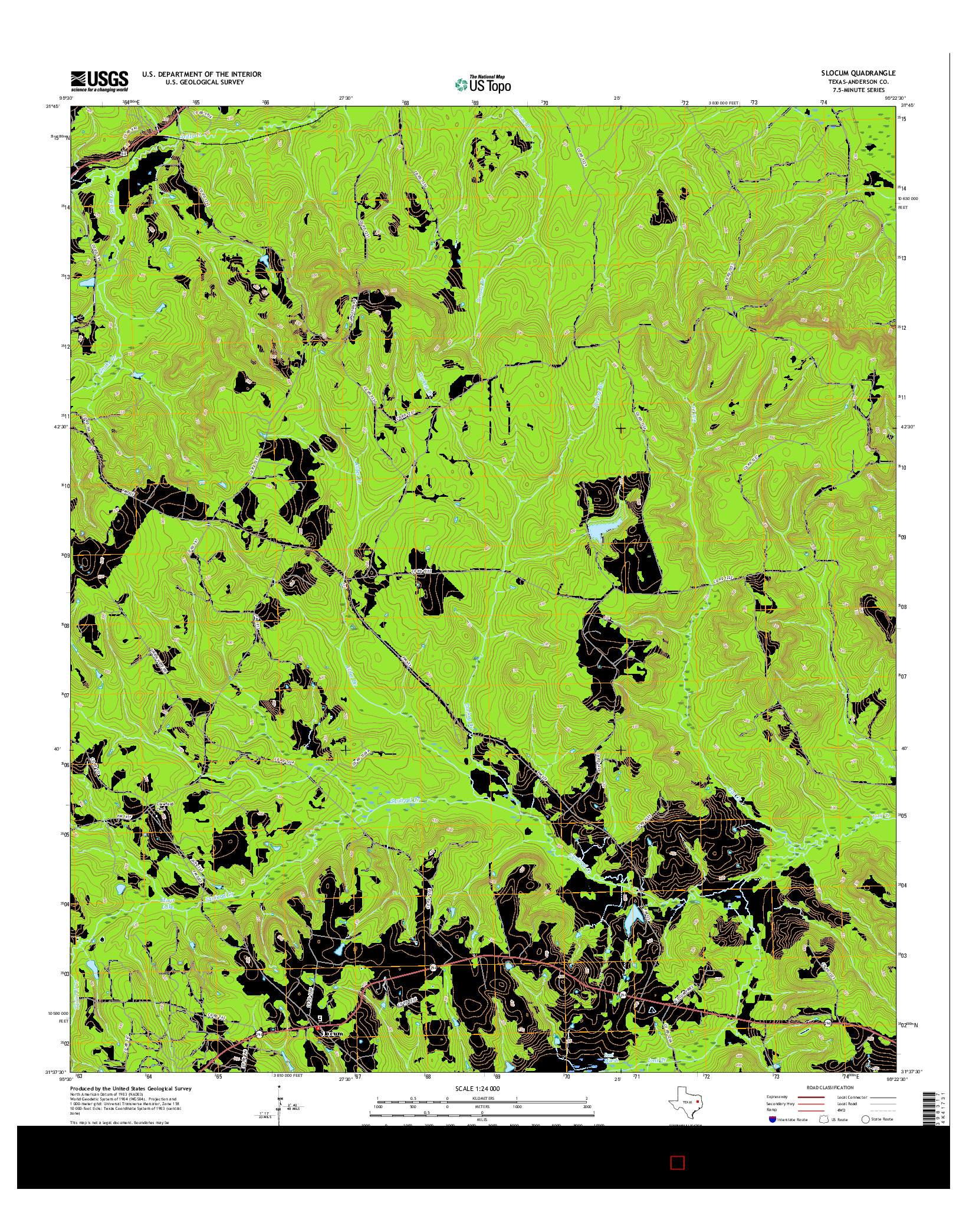 USGS US TOPO 7.5-MINUTE MAP FOR SLOCUM, TX 2016