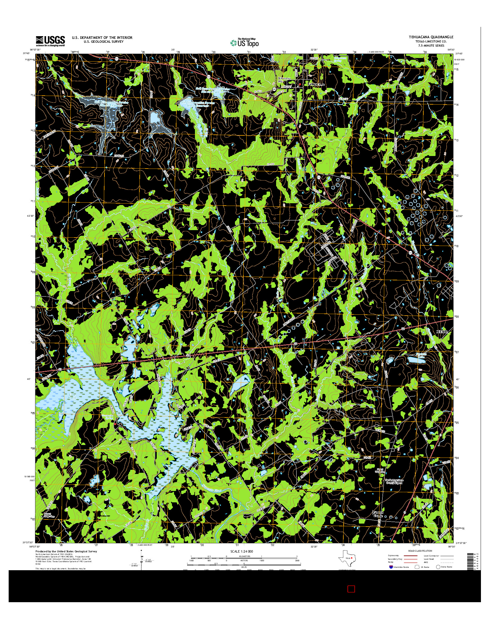 USGS US TOPO 7.5-MINUTE MAP FOR TEHUACANA, TX 2016