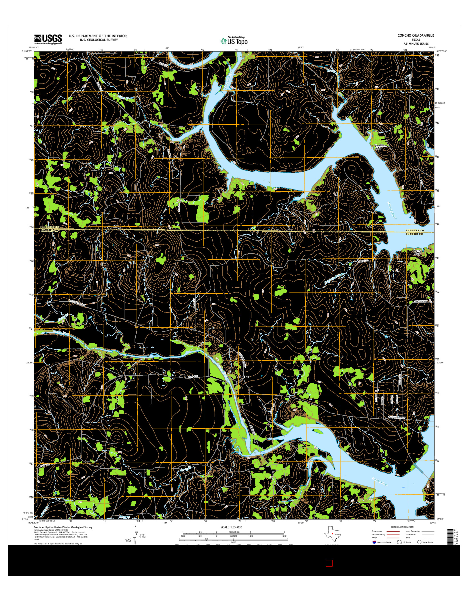 USGS US TOPO 7.5-MINUTE MAP FOR CONCHO, TX 2016