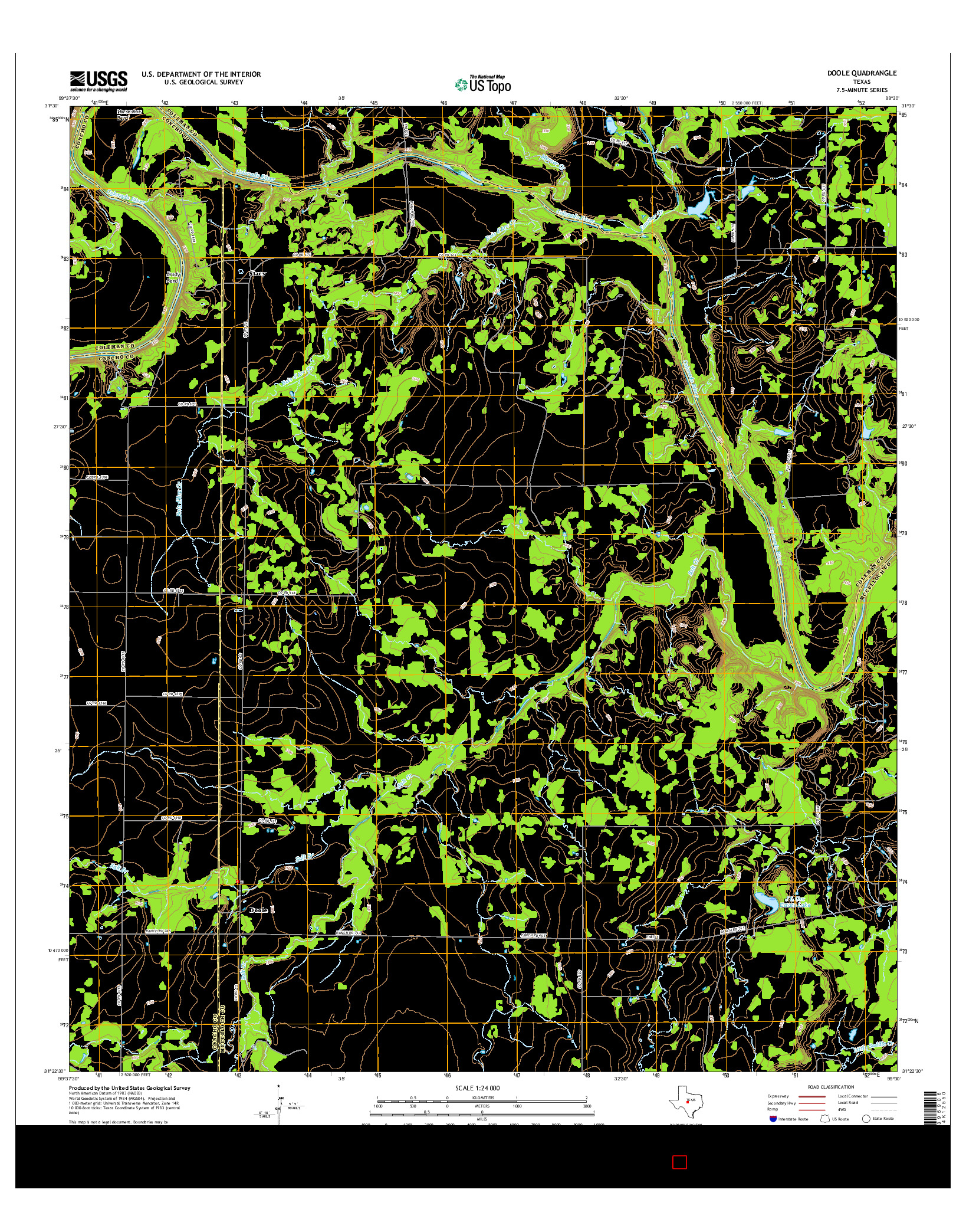 USGS US TOPO 7.5-MINUTE MAP FOR DOOLE, TX 2016