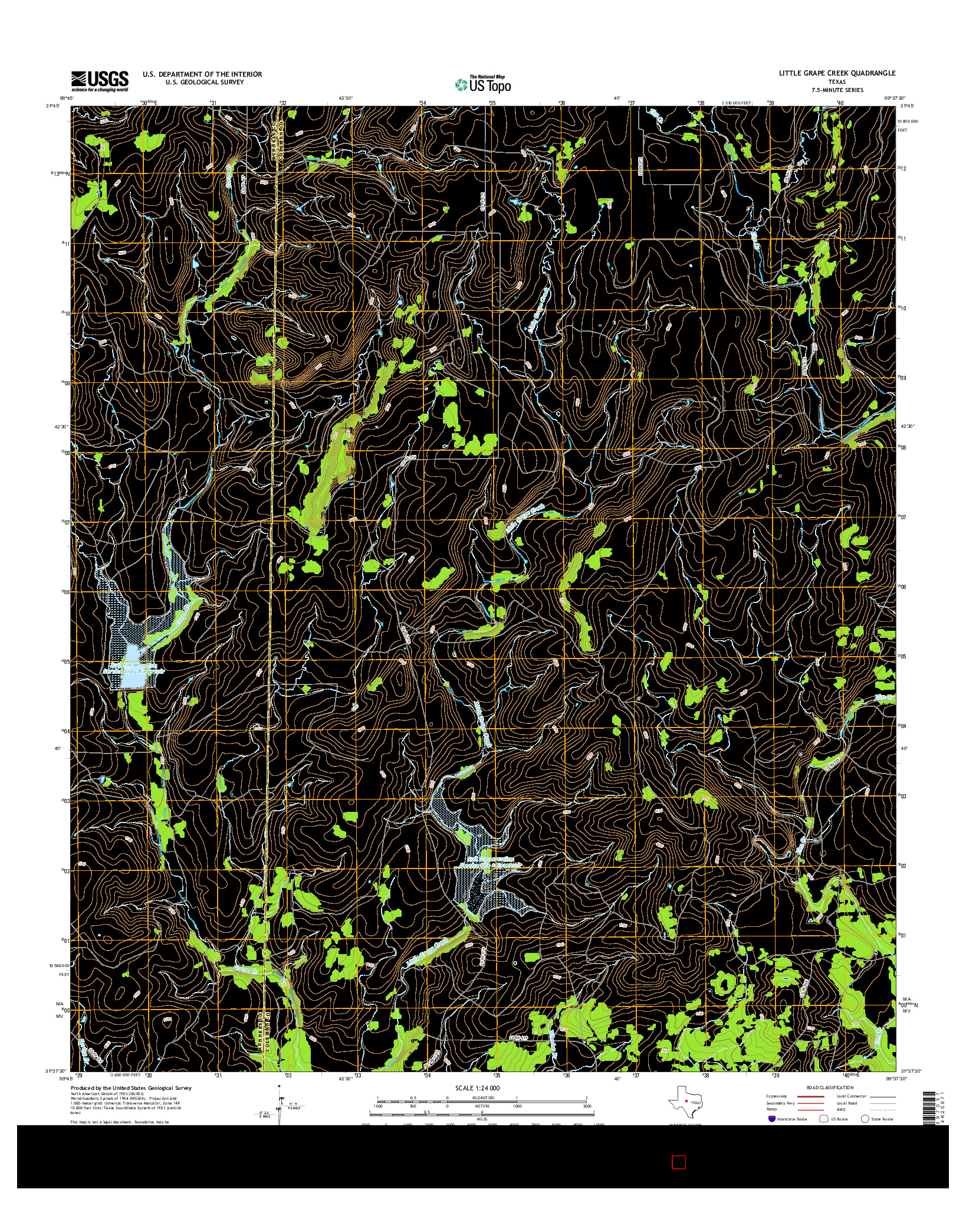 USGS US TOPO 7.5-MINUTE MAP FOR LITTLE GRAPE CREEK, TX 2016