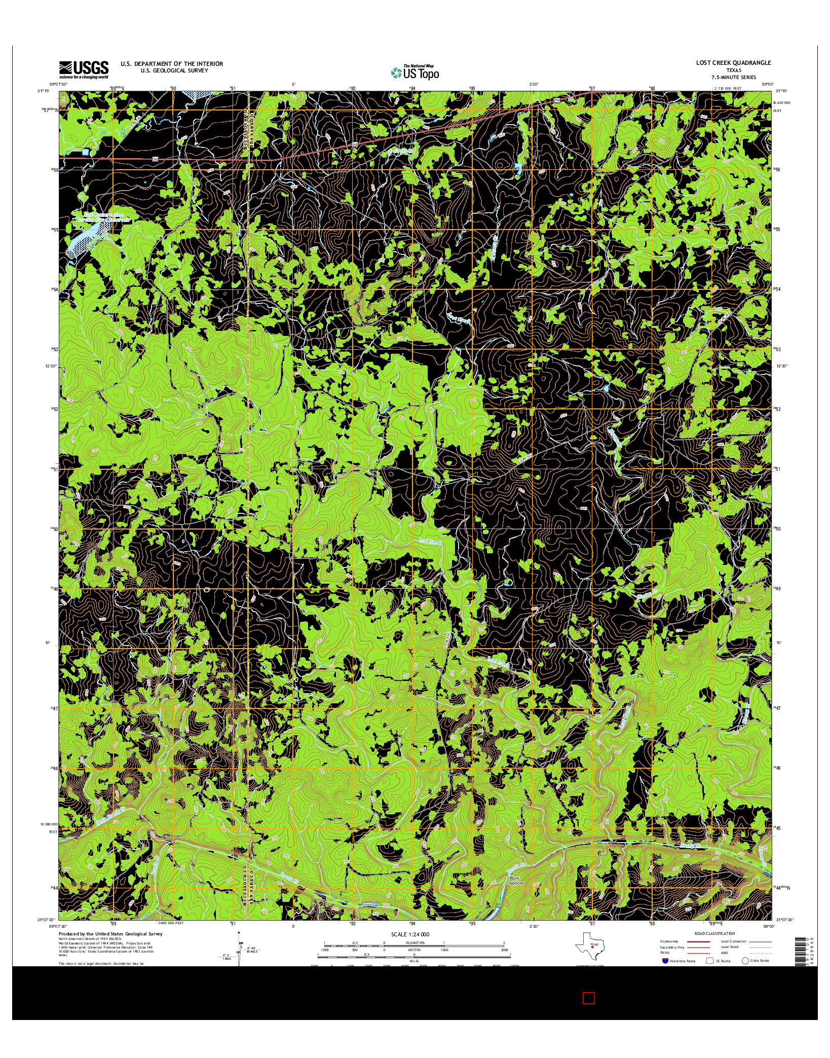 USGS US TOPO 7.5-MINUTE MAP FOR LOST CREEK, TX 2016