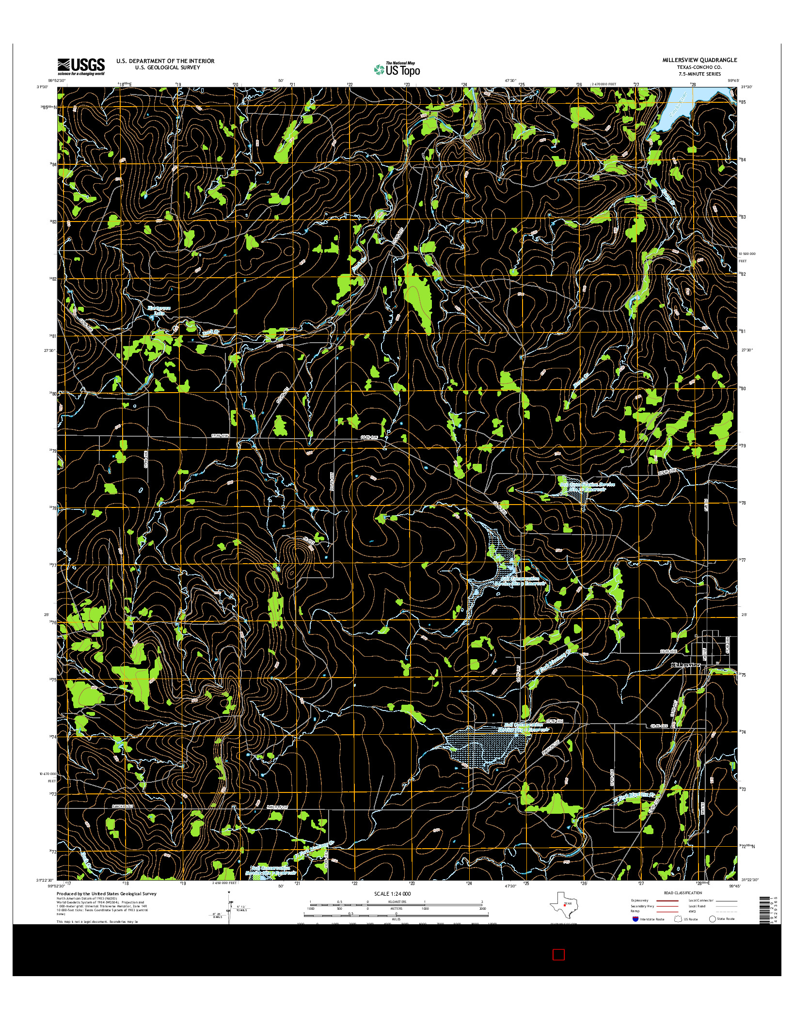 USGS US TOPO 7.5-MINUTE MAP FOR MILLERSVIEW, TX 2016