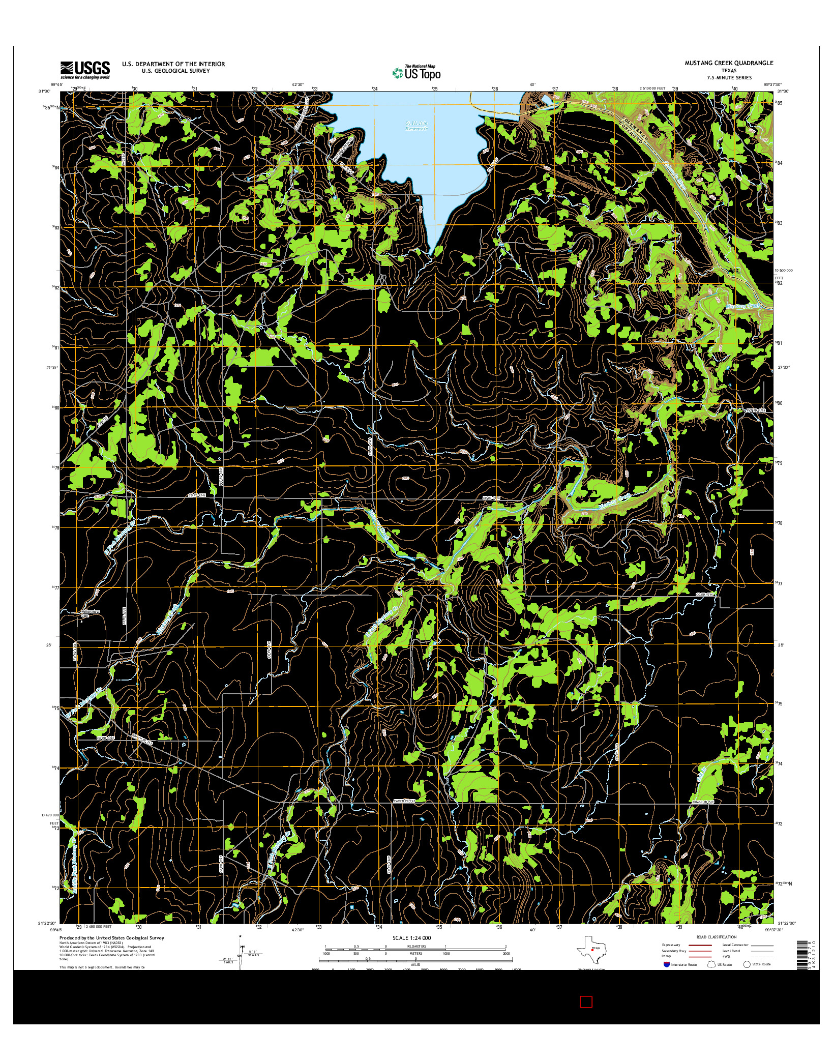 USGS US TOPO 7.5-MINUTE MAP FOR MUSTANG CREEK, TX 2016