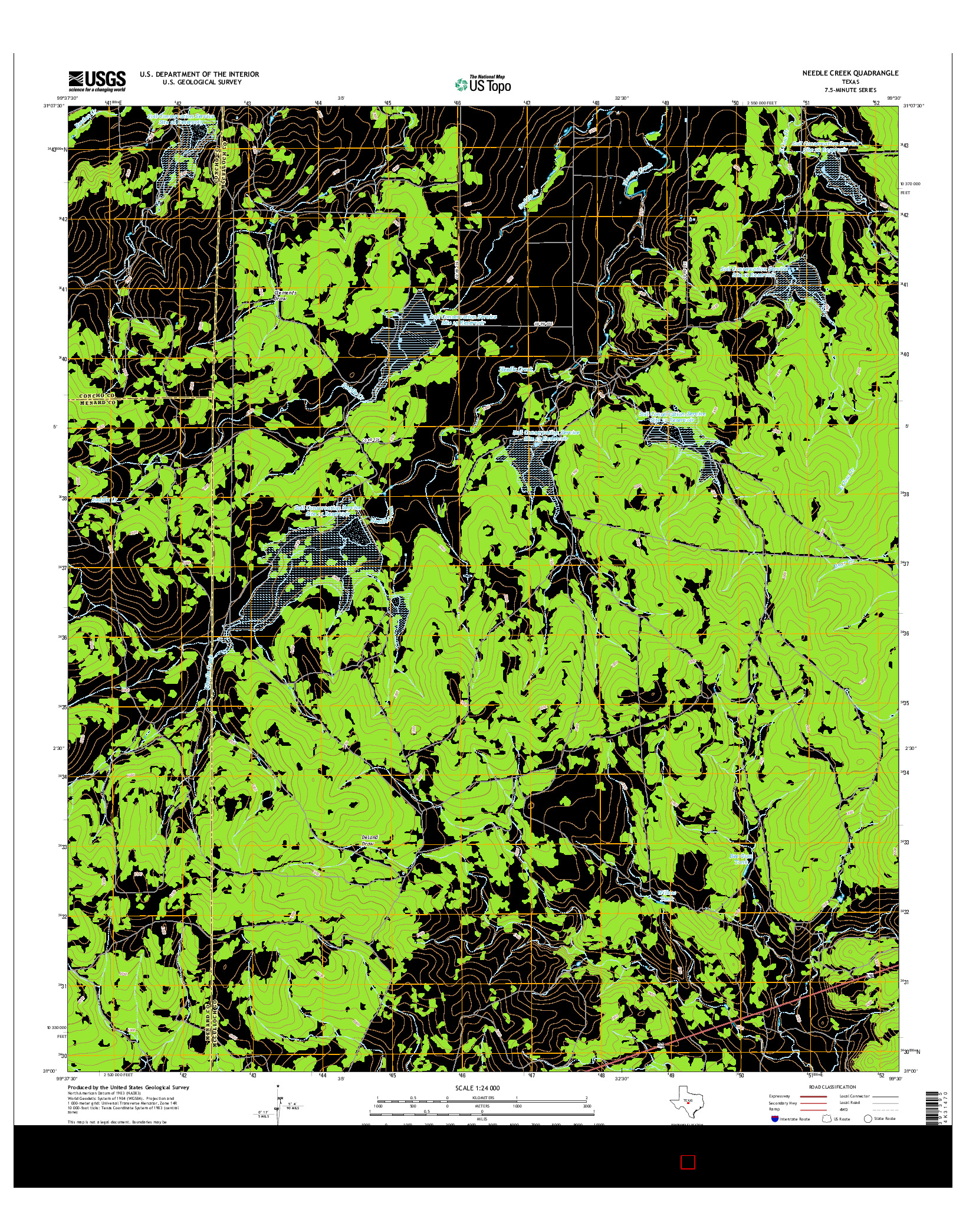 USGS US TOPO 7.5-MINUTE MAP FOR NEEDLE CREEK, TX 2016