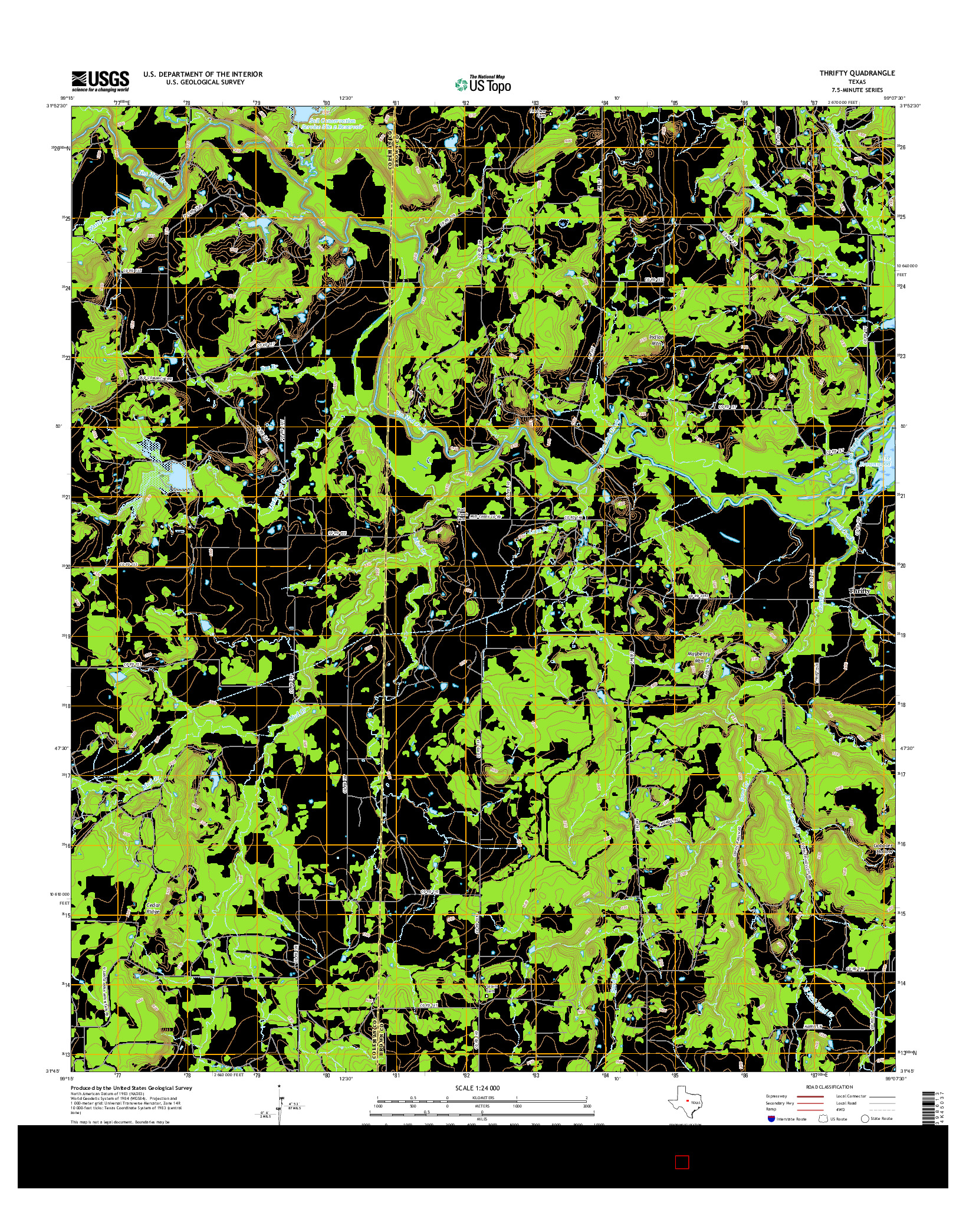 USGS US TOPO 7.5-MINUTE MAP FOR THRIFTY, TX 2016