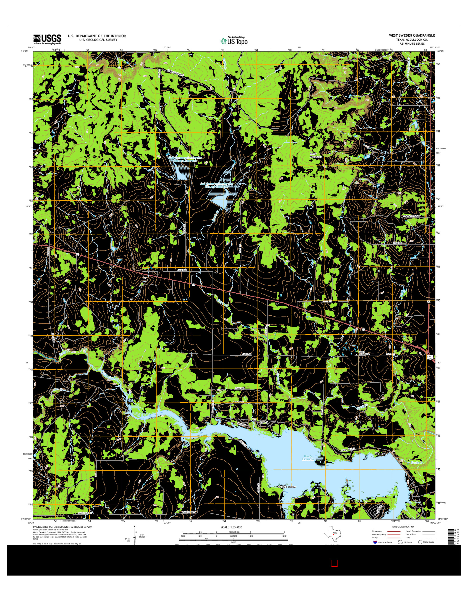 USGS US TOPO 7.5-MINUTE MAP FOR WEST SWEDEN, TX 2016