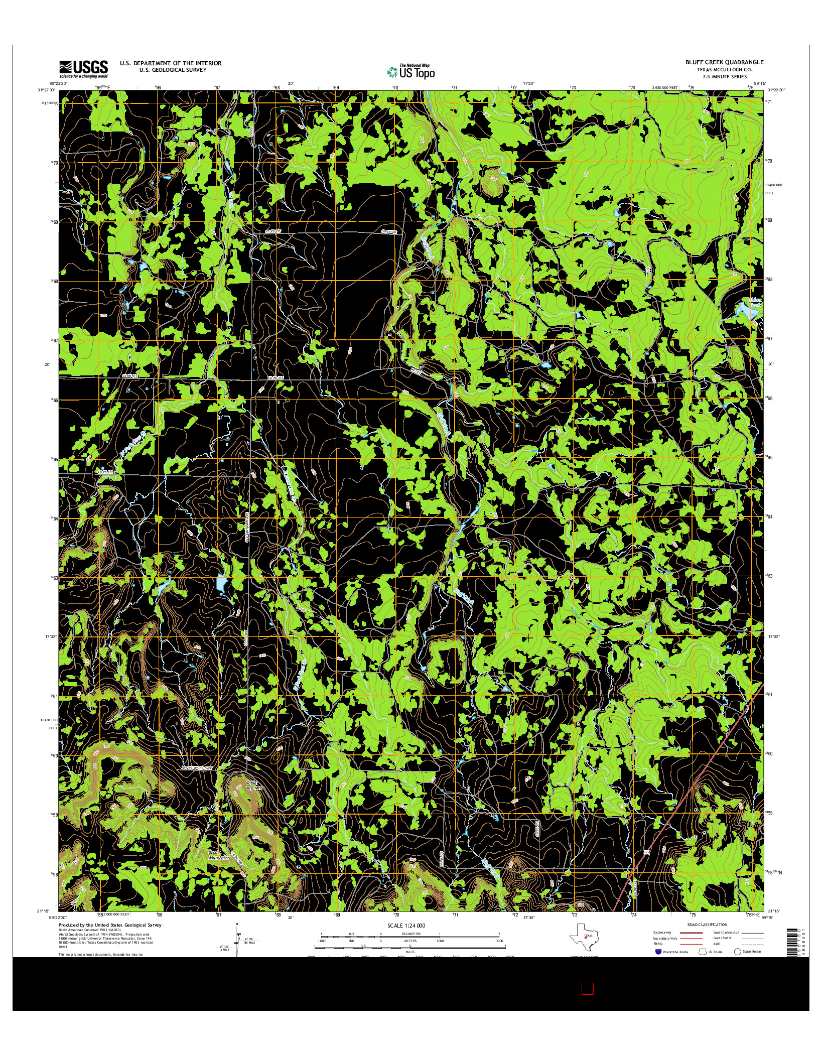 USGS US TOPO 7.5-MINUTE MAP FOR BLUFF CREEK, TX 2016