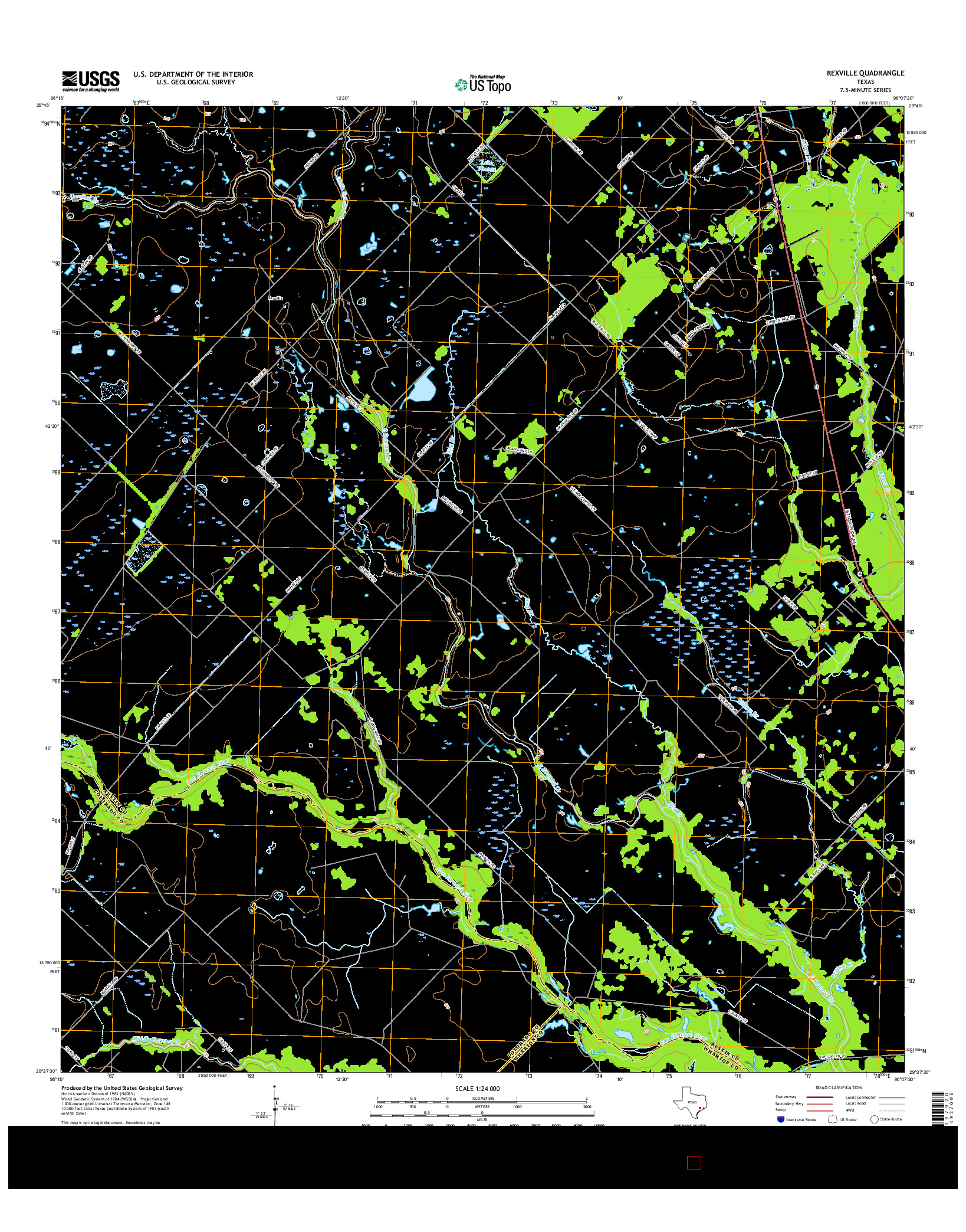 USGS US TOPO 7.5-MINUTE MAP FOR REXVILLE, TX 2016