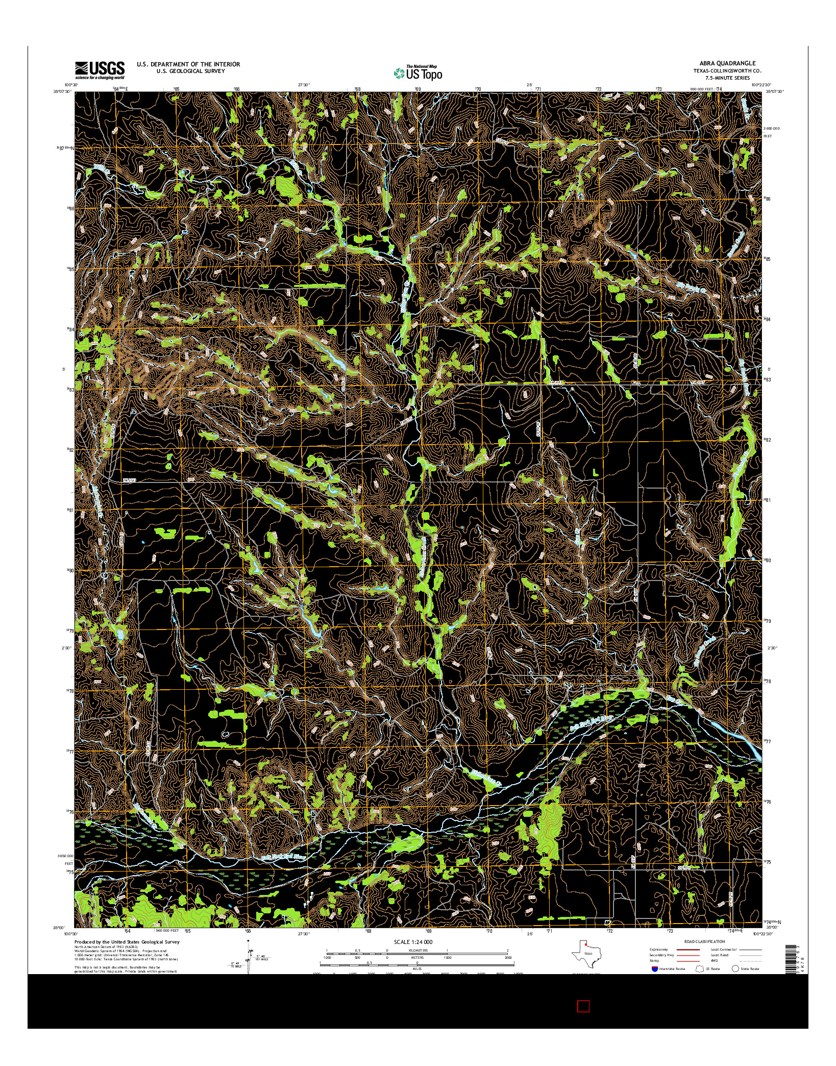 USGS US TOPO 7.5-MINUTE MAP FOR ABRA, TX 2016