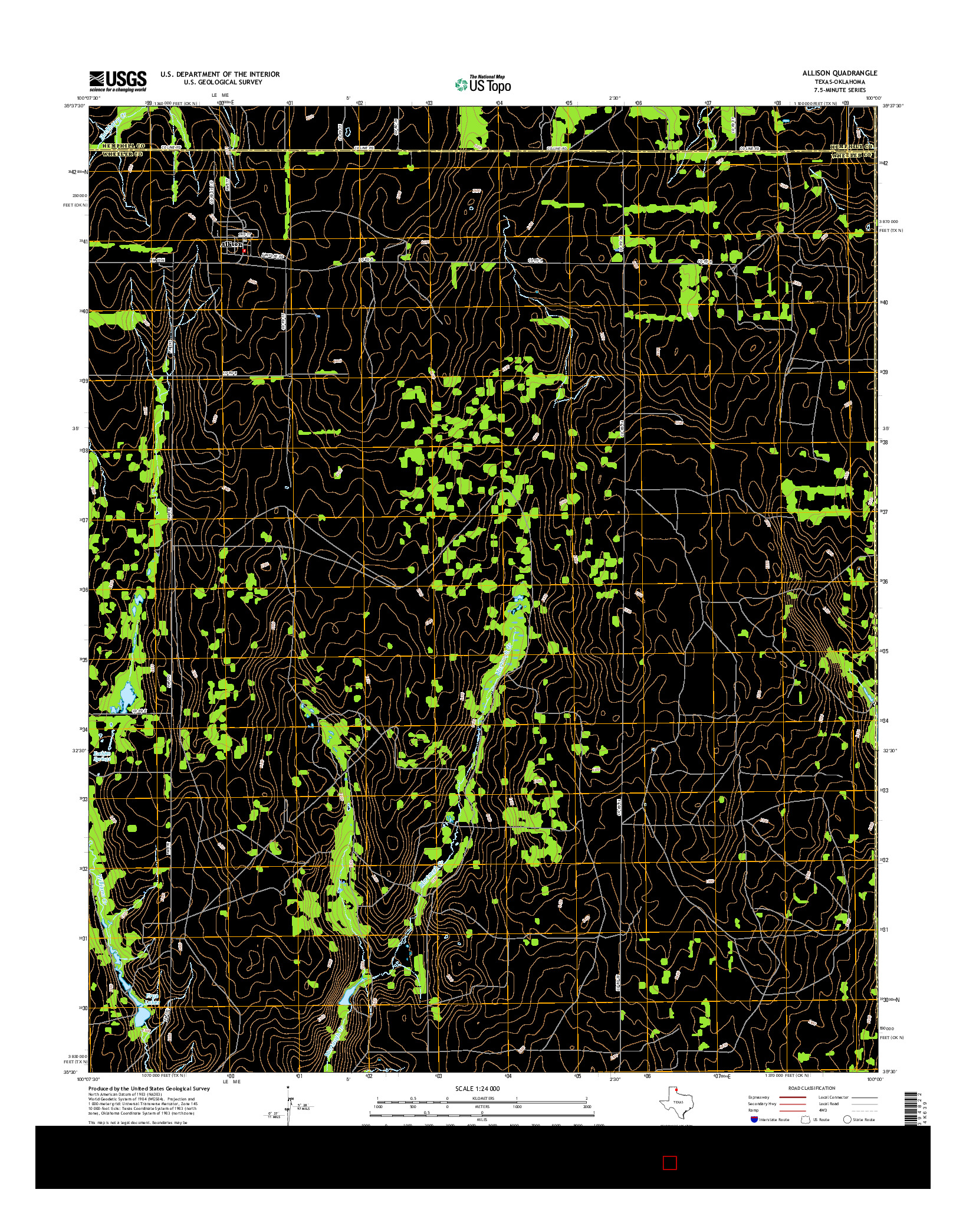 USGS US TOPO 7.5-MINUTE MAP FOR ALLISON, TX-OK 2016