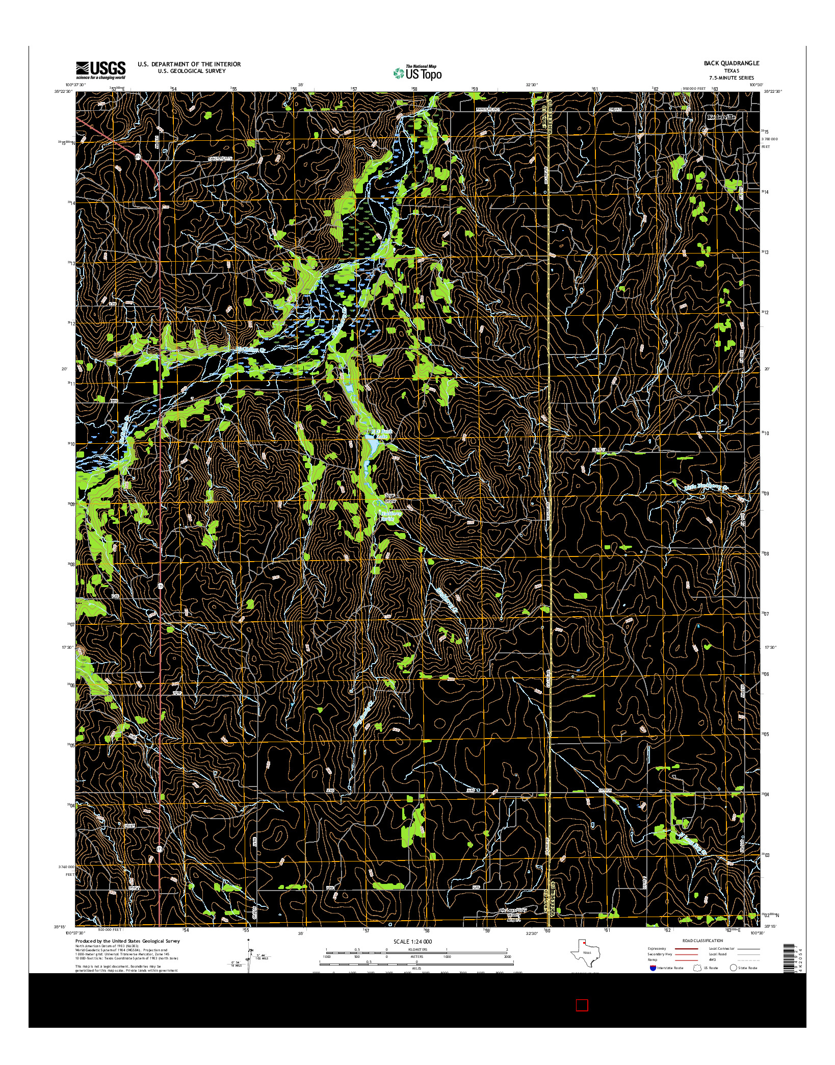 USGS US TOPO 7.5-MINUTE MAP FOR BACK, TX 2016