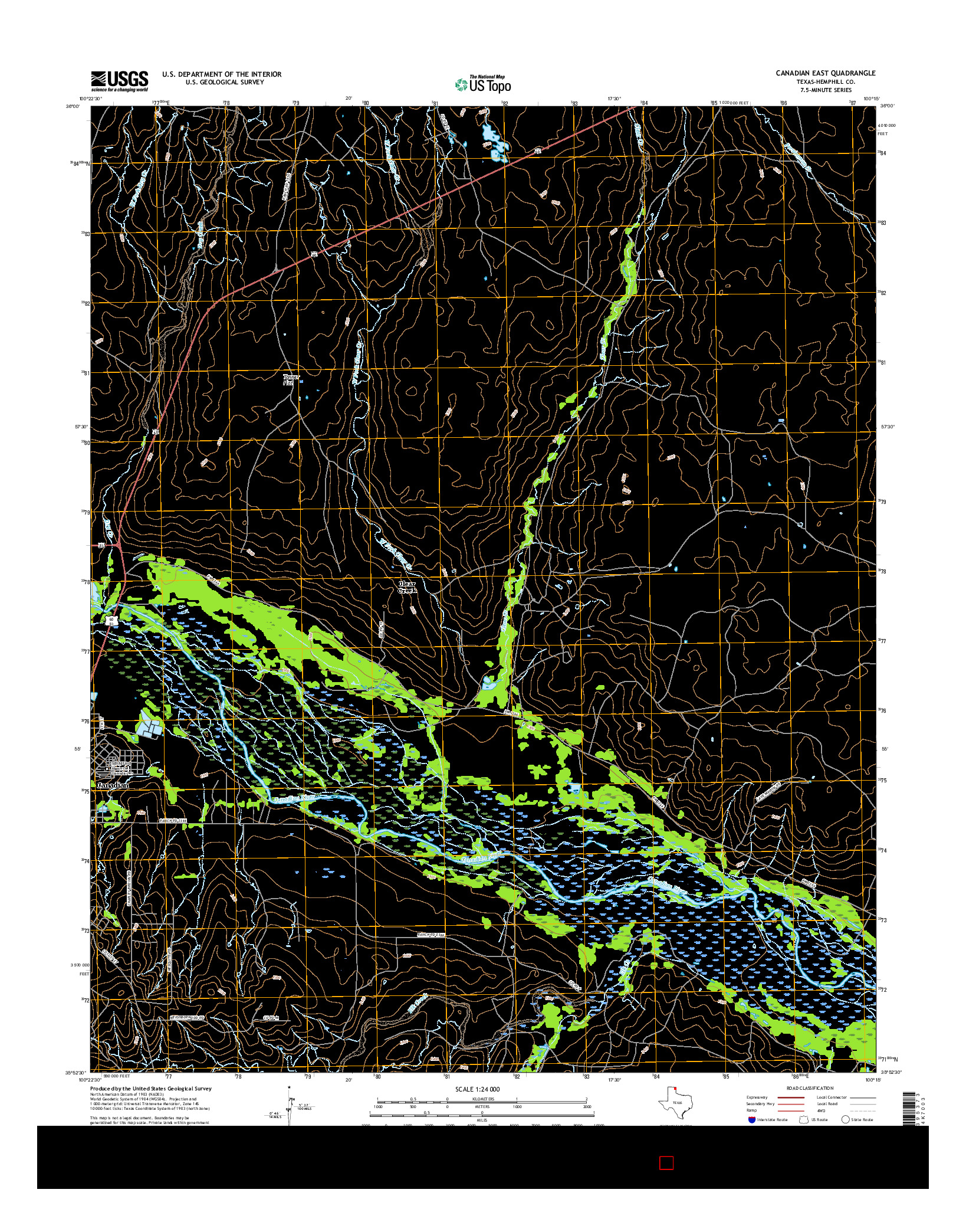 USGS US TOPO 7.5-MINUTE MAP FOR CANADIAN EAST, TX 2016