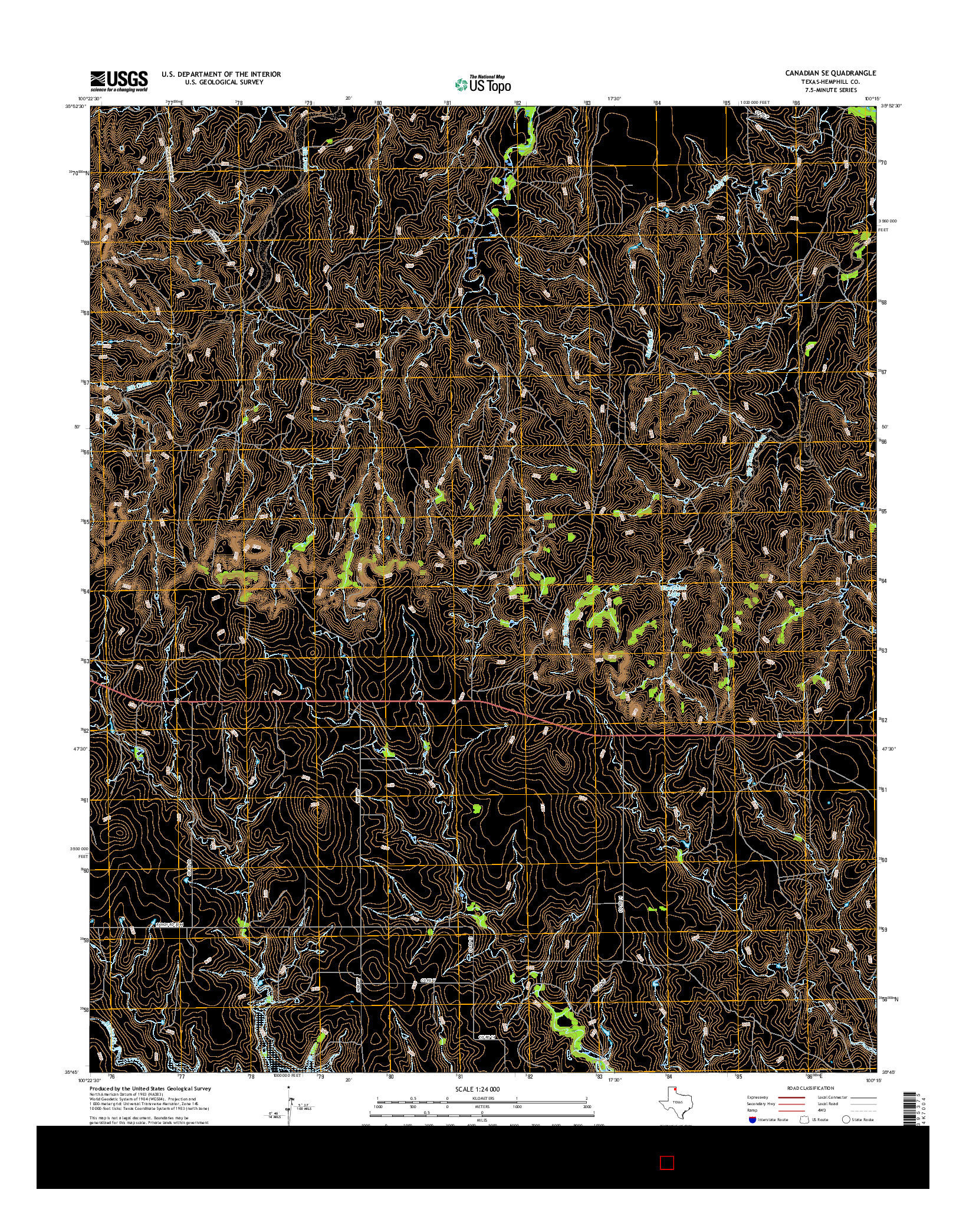 USGS US TOPO 7.5-MINUTE MAP FOR CANADIAN SE, TX 2016