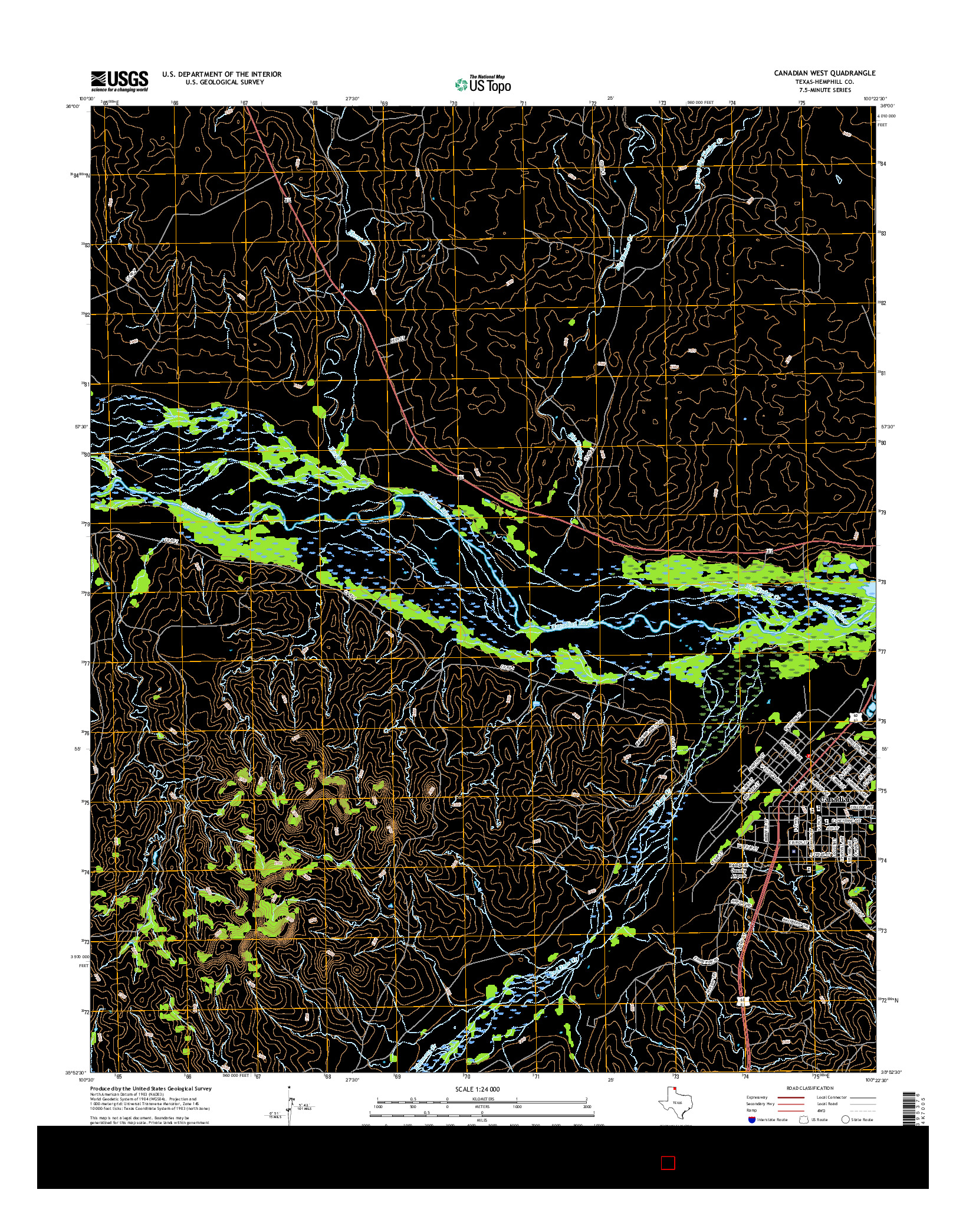 USGS US TOPO 7.5-MINUTE MAP FOR CANADIAN WEST, TX 2016