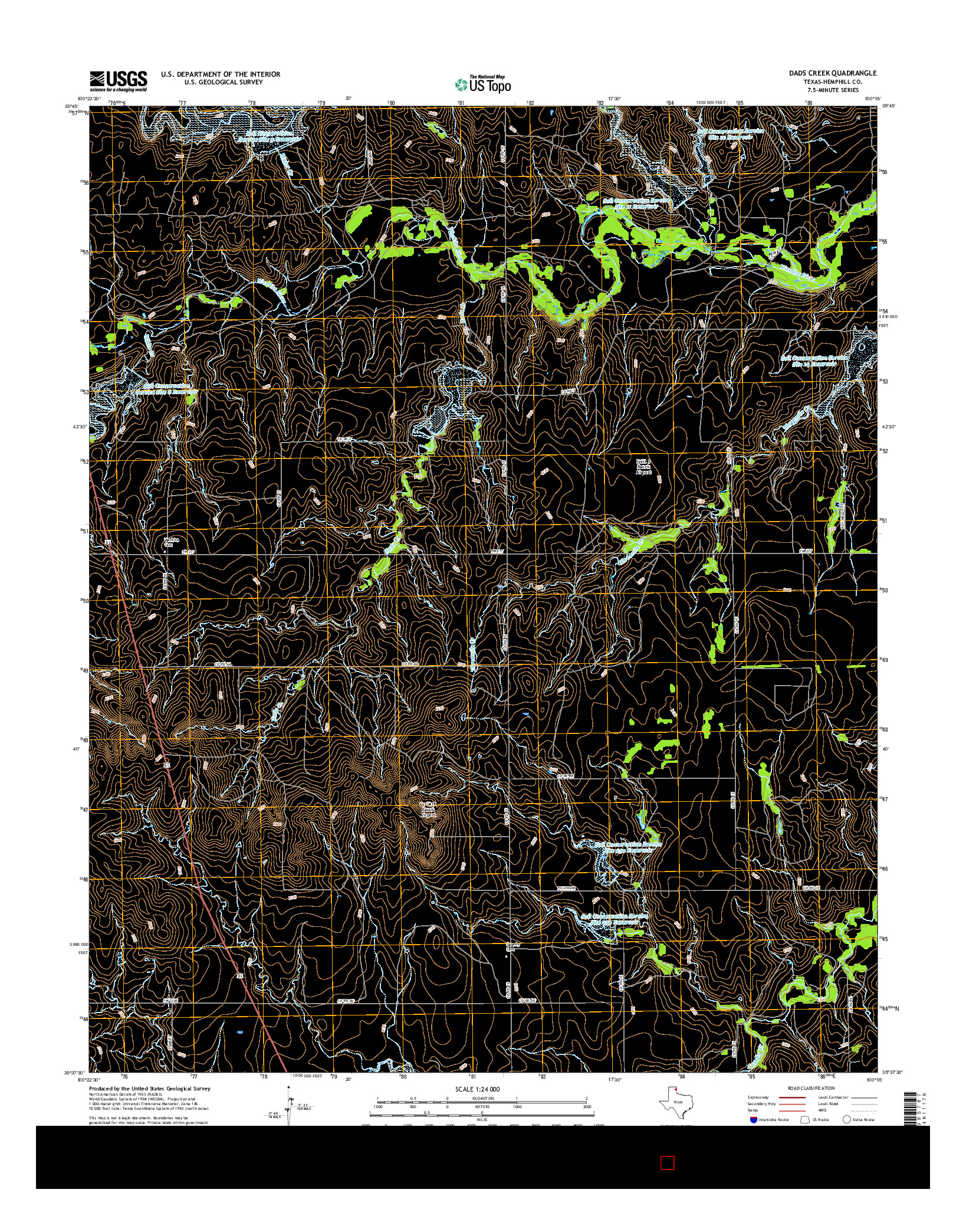 USGS US TOPO 7.5-MINUTE MAP FOR DADS CREEK, TX 2016