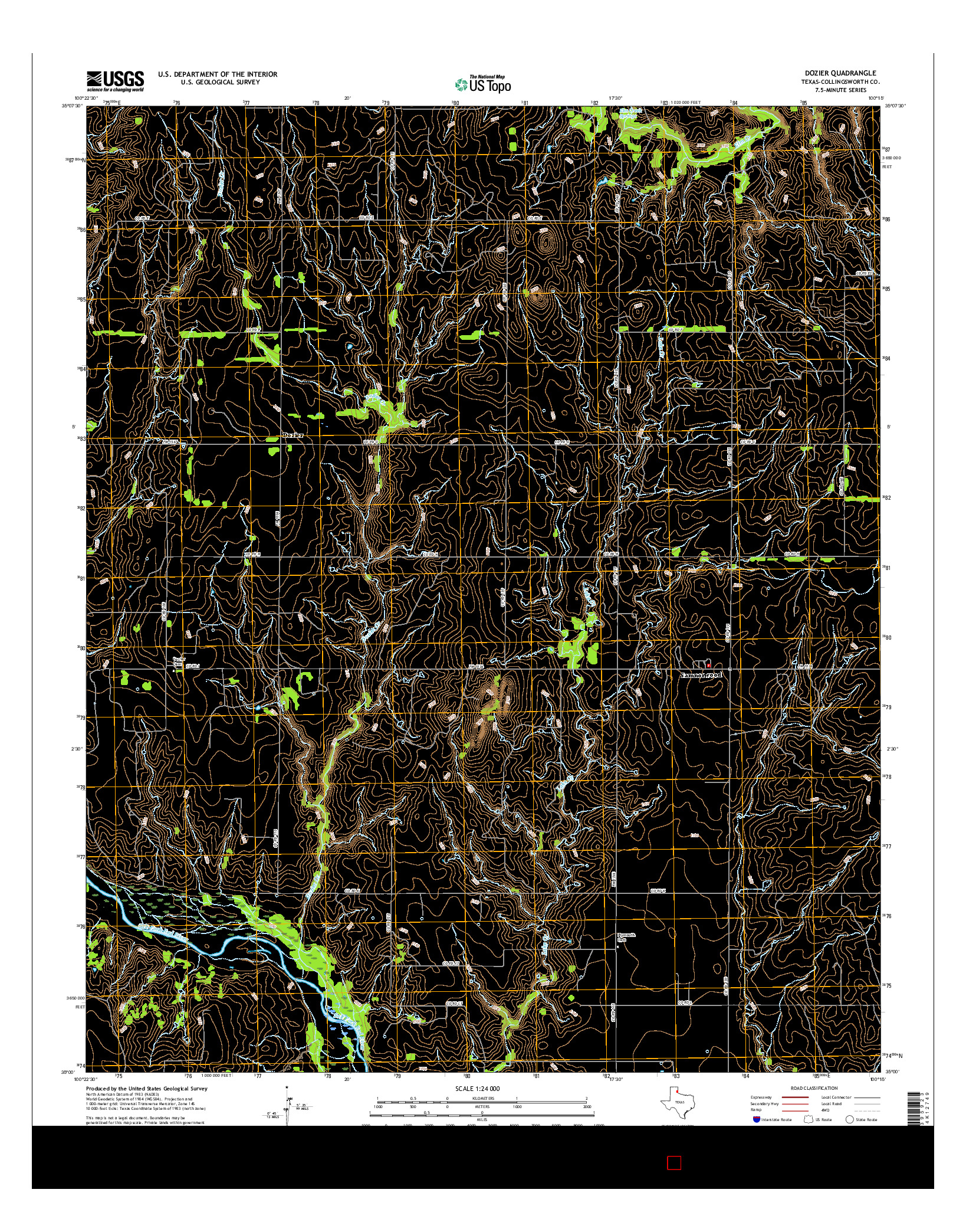 USGS US TOPO 7.5-MINUTE MAP FOR DOZIER, TX 2016