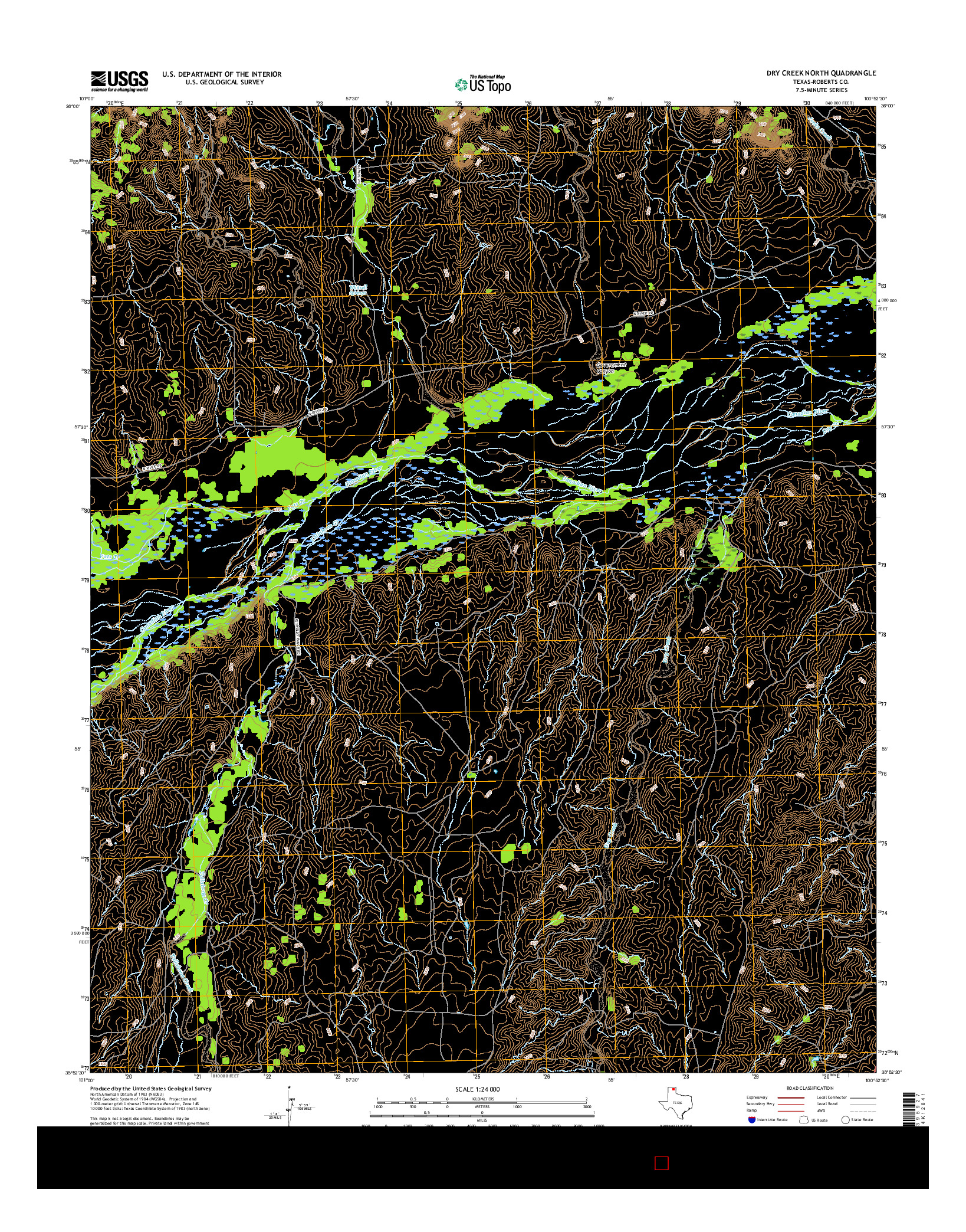 USGS US TOPO 7.5-MINUTE MAP FOR DRY CREEK NORTH, TX 2016