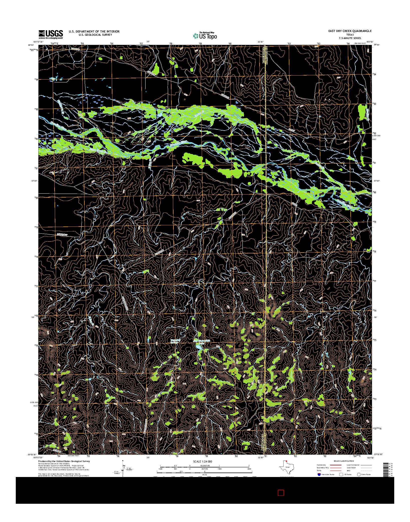 USGS US TOPO 7.5-MINUTE MAP FOR EAST DRY CREEK, TX 2016