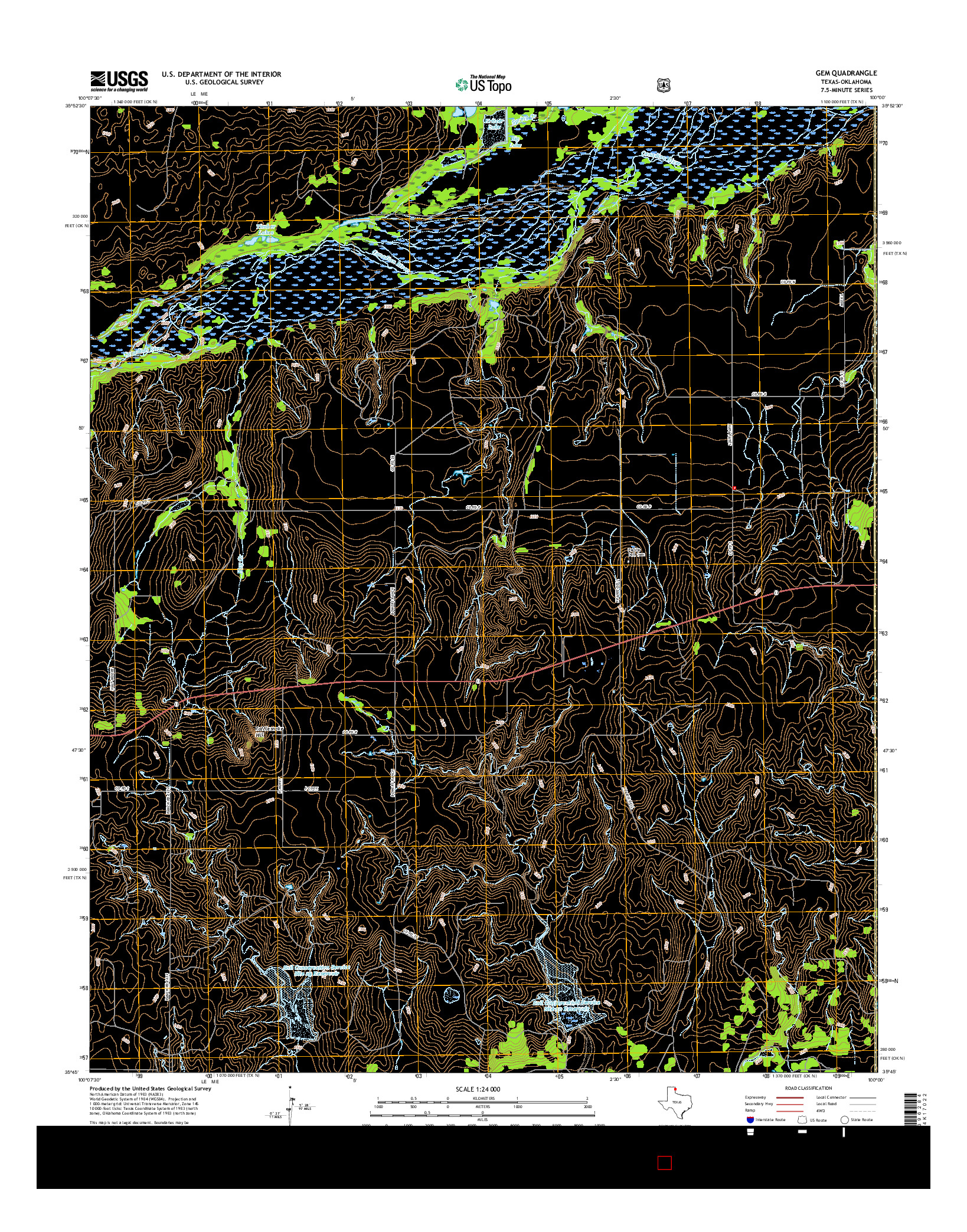 USGS US TOPO 7.5-MINUTE MAP FOR GEM, TX-OK 2016
