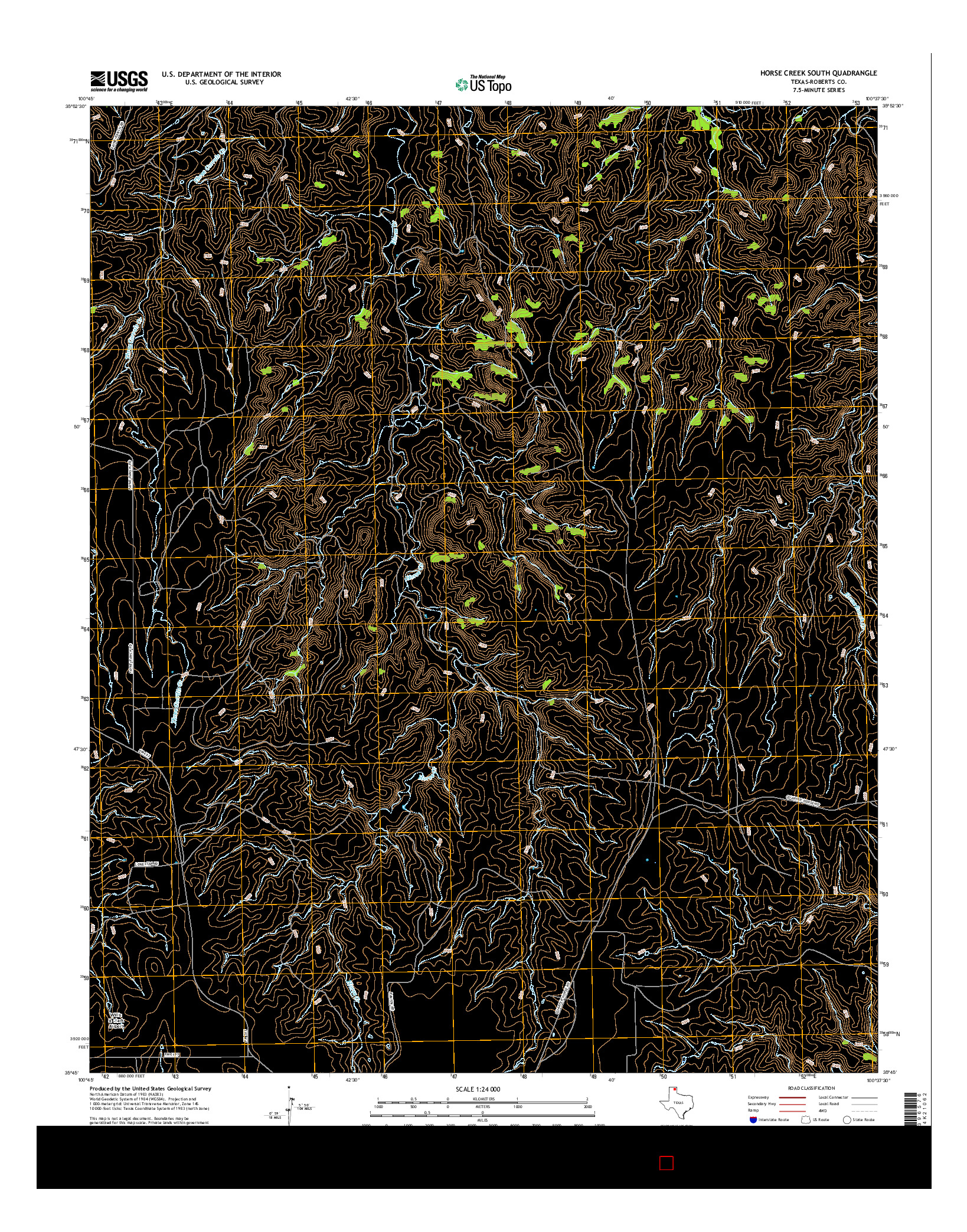 USGS US TOPO 7.5-MINUTE MAP FOR HORSE CREEK SOUTH, TX 2016