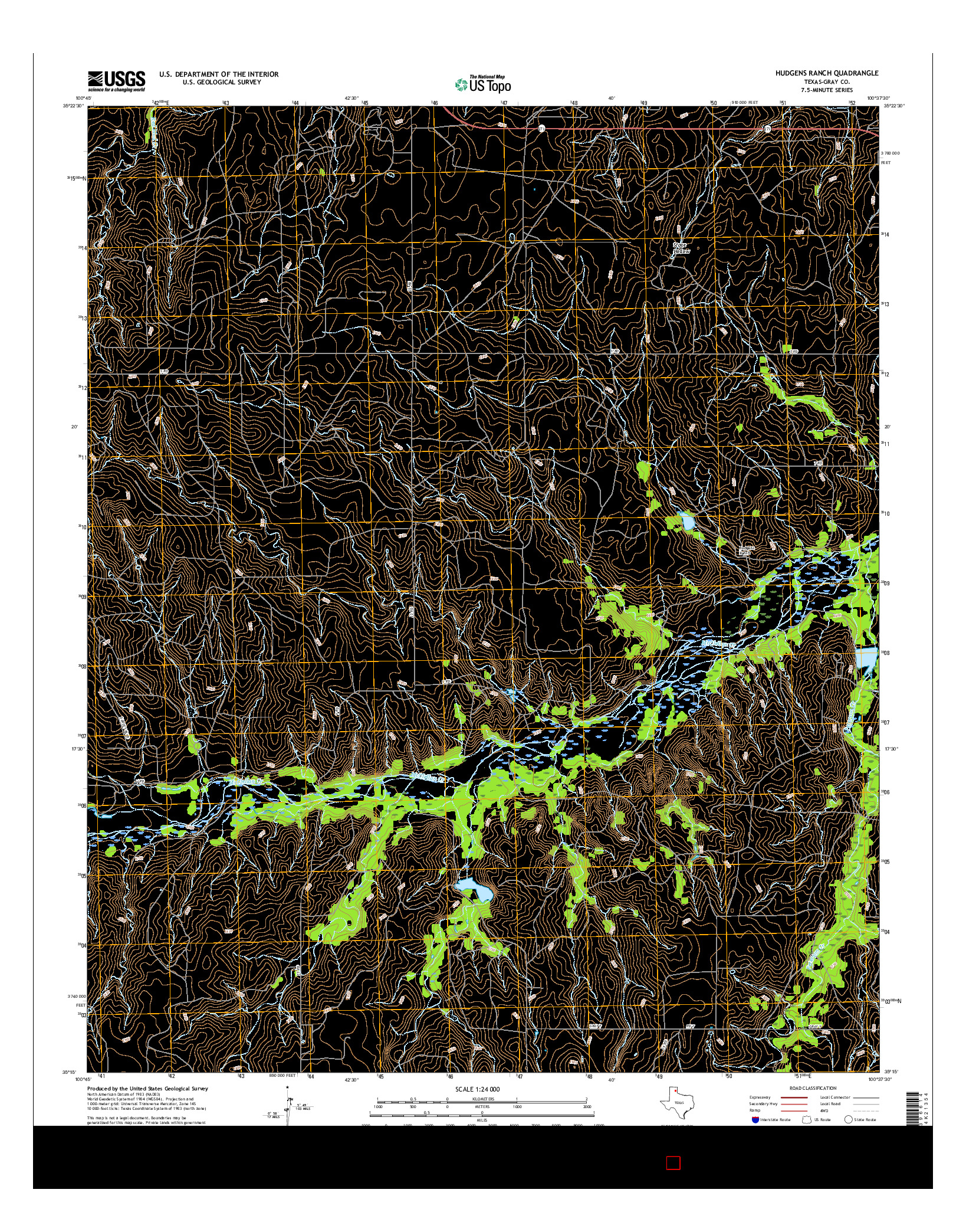 USGS US TOPO 7.5-MINUTE MAP FOR HUDGENS RANCH, TX 2016