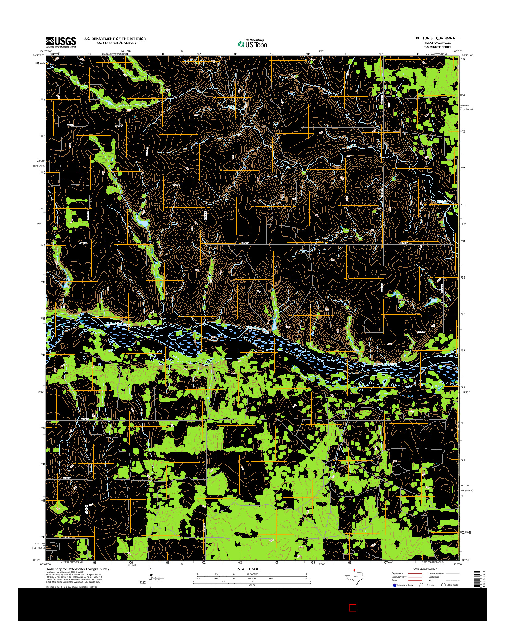 USGS US TOPO 7.5-MINUTE MAP FOR KELTON SE, TX-OK 2016