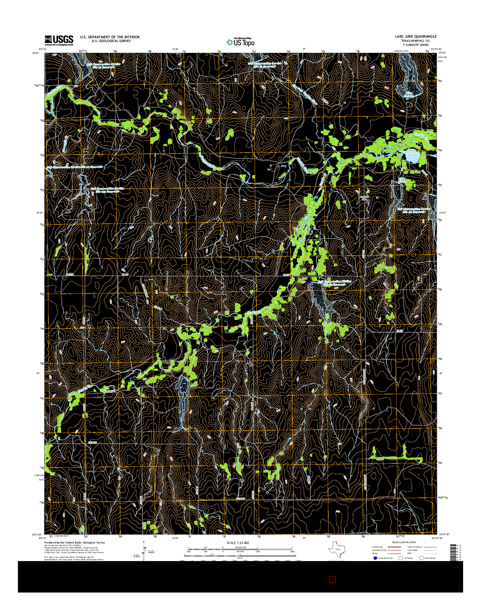 USGS US TOPO 7.5-MINUTE MAP FOR LAKE JUNE, TX 2016