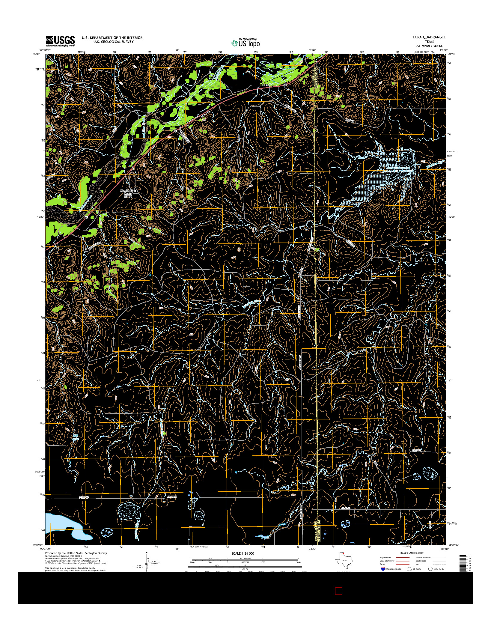 USGS US TOPO 7.5-MINUTE MAP FOR LORA, TX 2016