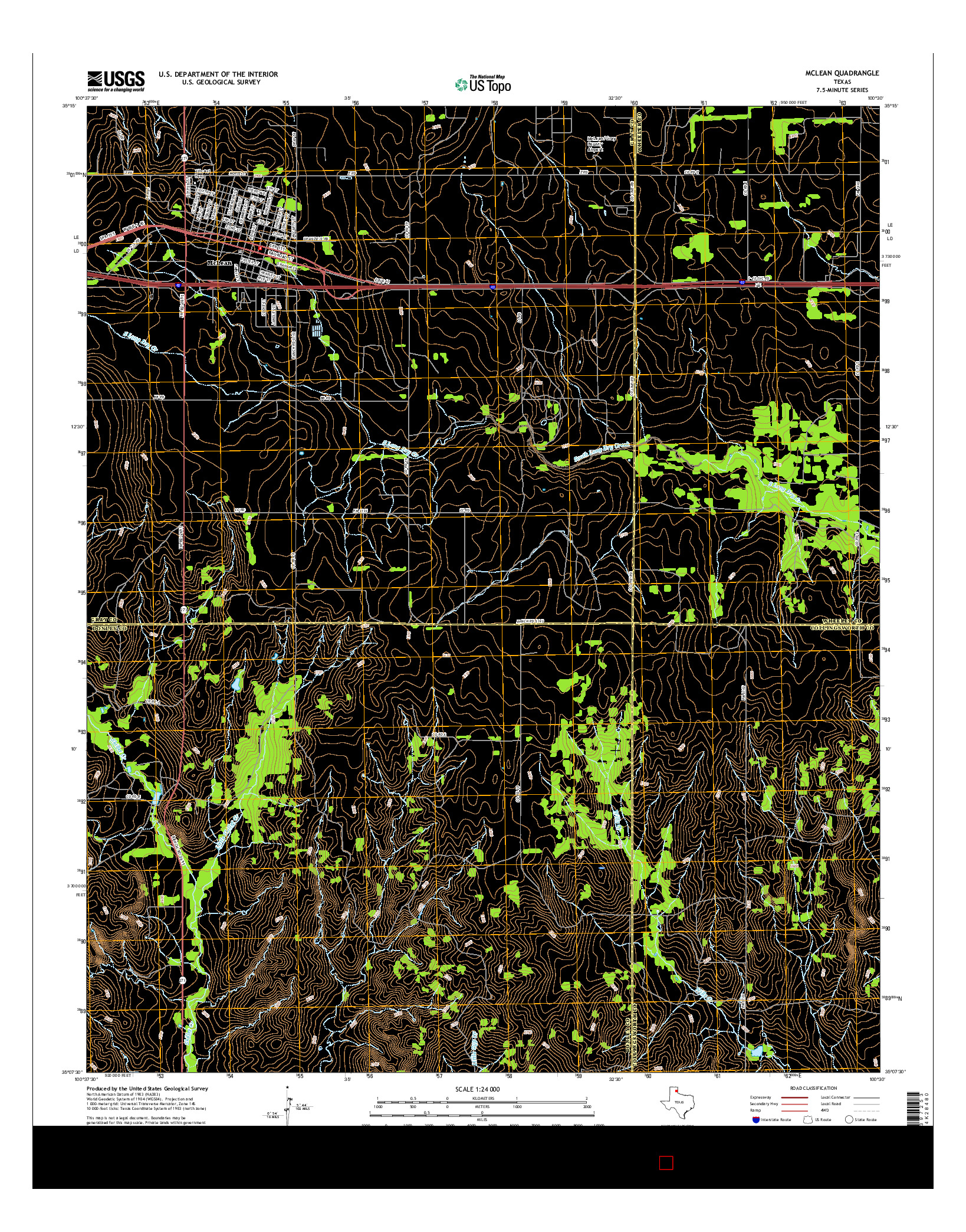 USGS US TOPO 7.5-MINUTE MAP FOR MCLEAN, TX 2016