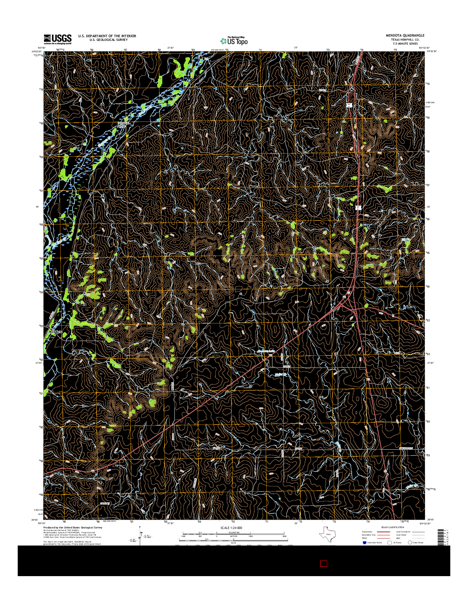 USGS US TOPO 7.5-MINUTE MAP FOR MENDOTA, TX 2016