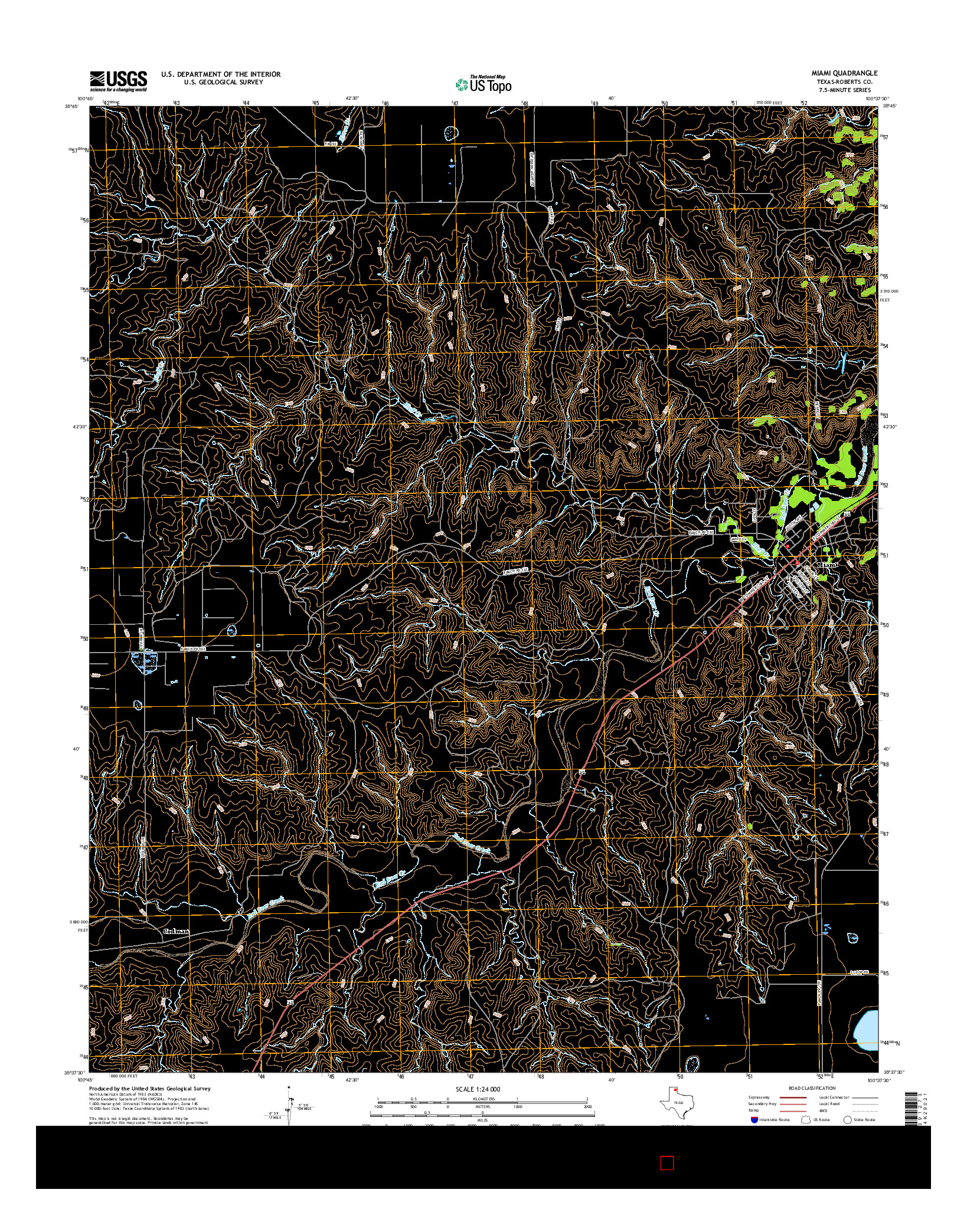 USGS US TOPO 7.5-MINUTE MAP FOR MIAMI, TX 2016