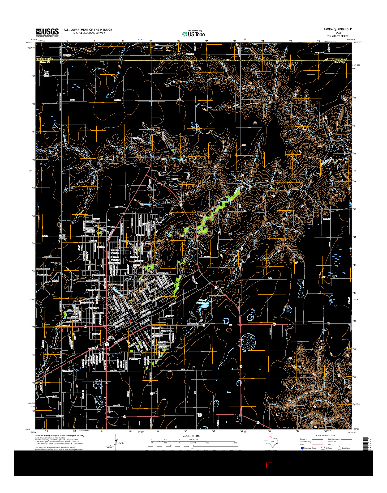 USGS US TOPO 7.5-MINUTE MAP FOR PAMPA, TX 2016