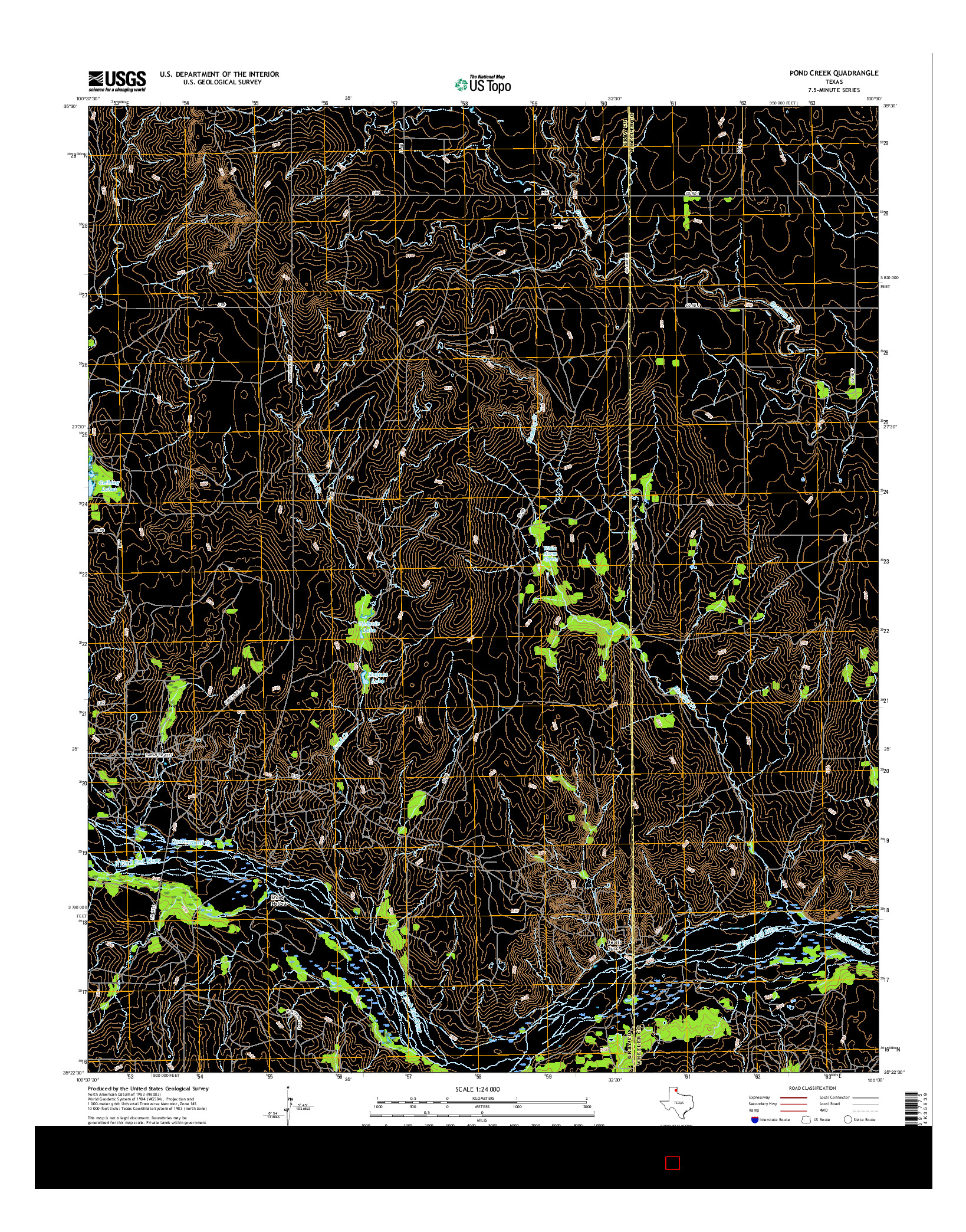 USGS US TOPO 7.5-MINUTE MAP FOR POND CREEK, TX 2016