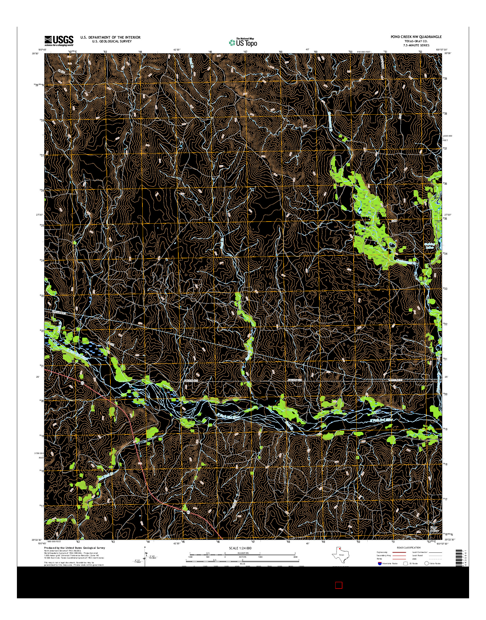 USGS US TOPO 7.5-MINUTE MAP FOR POND CREEK NW, TX 2016