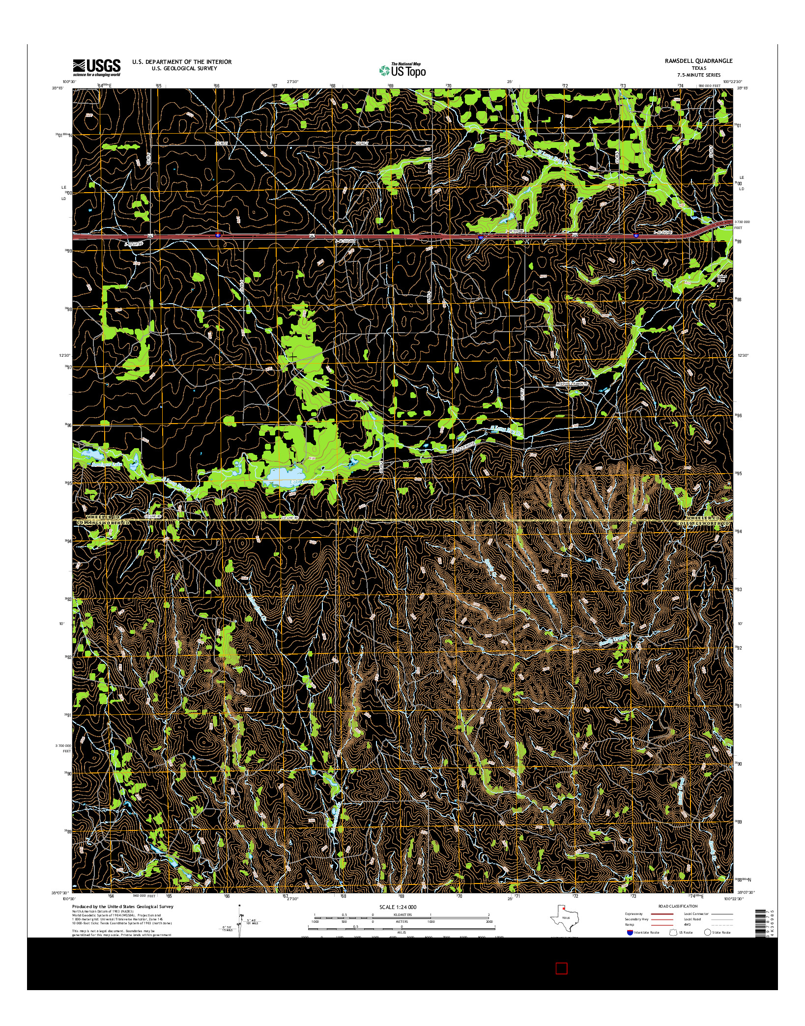 USGS US TOPO 7.5-MINUTE MAP FOR RAMSDELL, TX 2016