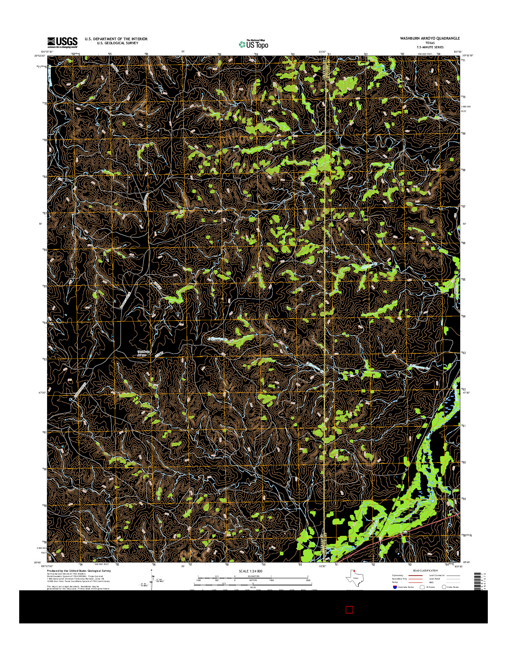 USGS US TOPO 7.5-MINUTE MAP FOR WASHBURN ARROYO, TX 2016