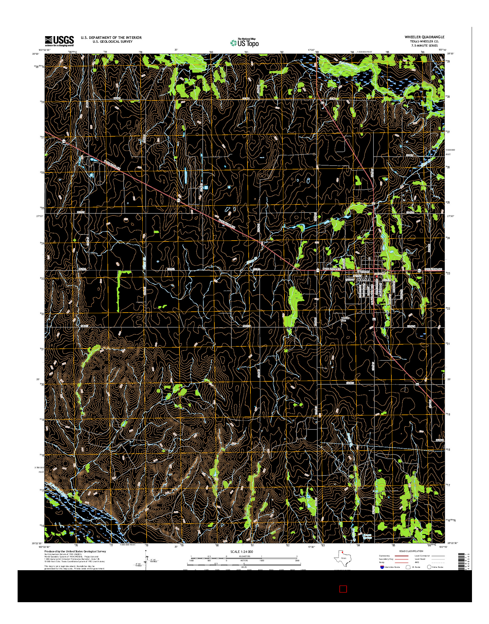 USGS US TOPO 7.5-MINUTE MAP FOR WHEELER, TX 2016