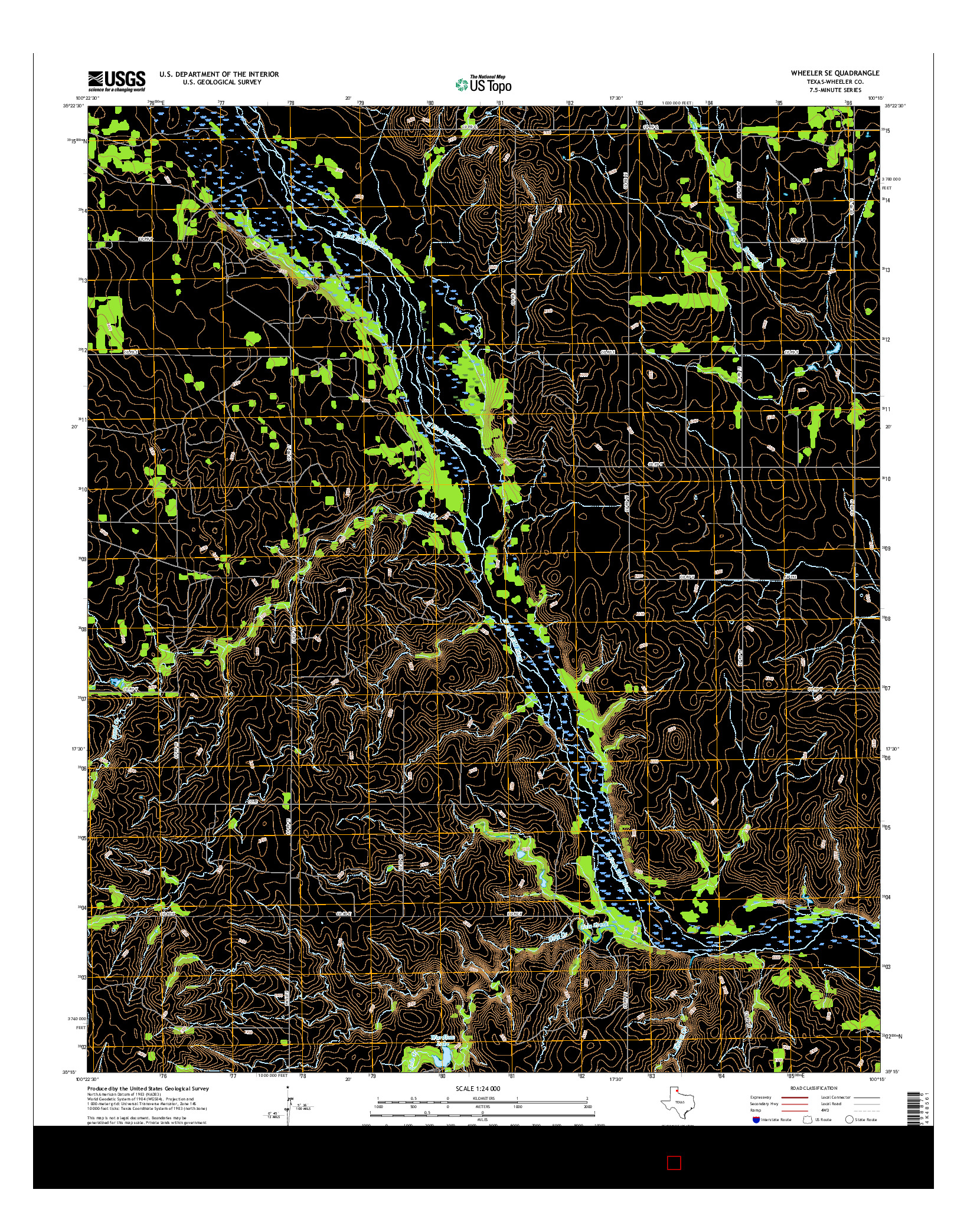 USGS US TOPO 7.5-MINUTE MAP FOR WHEELER SE, TX 2016