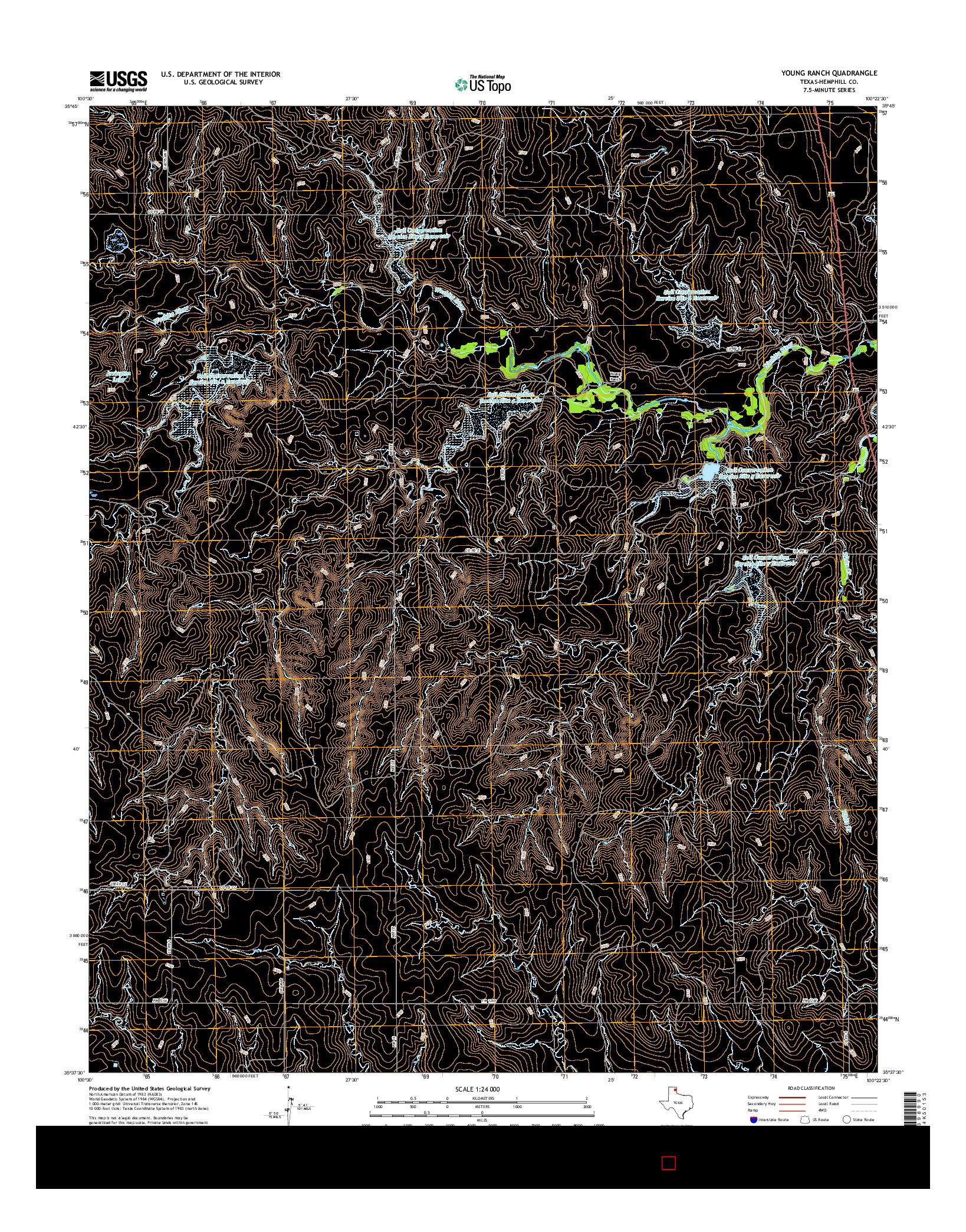 USGS US TOPO 7.5-MINUTE MAP FOR YOUNG RANCH, TX 2016