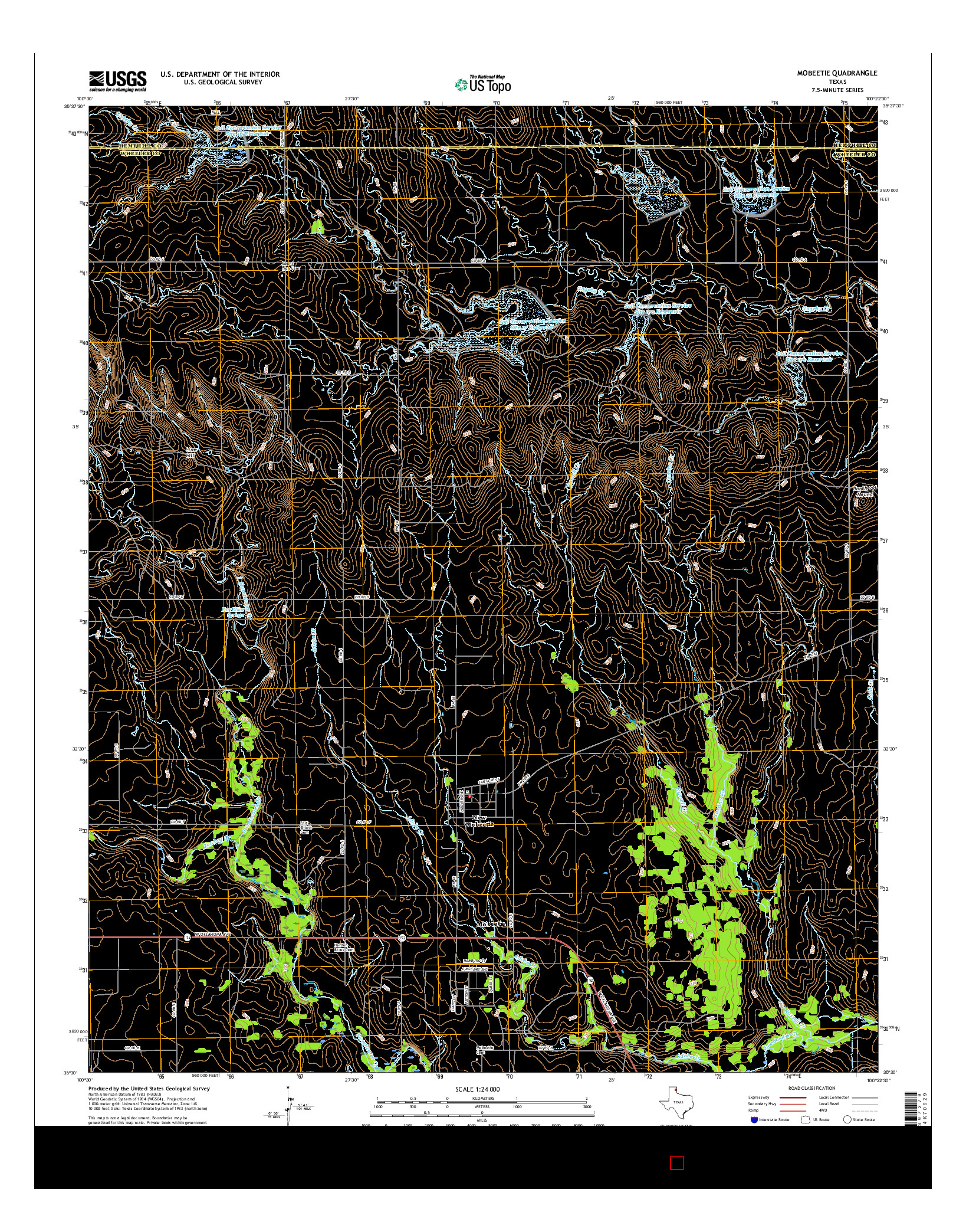 USGS US TOPO 7.5-MINUTE MAP FOR MOBEETIE, TX 2016