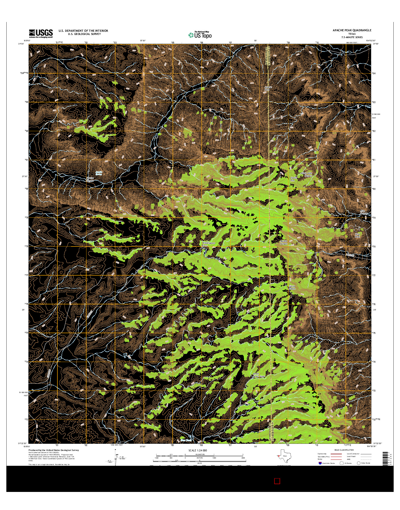 USGS US TOPO 7.5-MINUTE MAP FOR APACHE PEAK, TX 2016