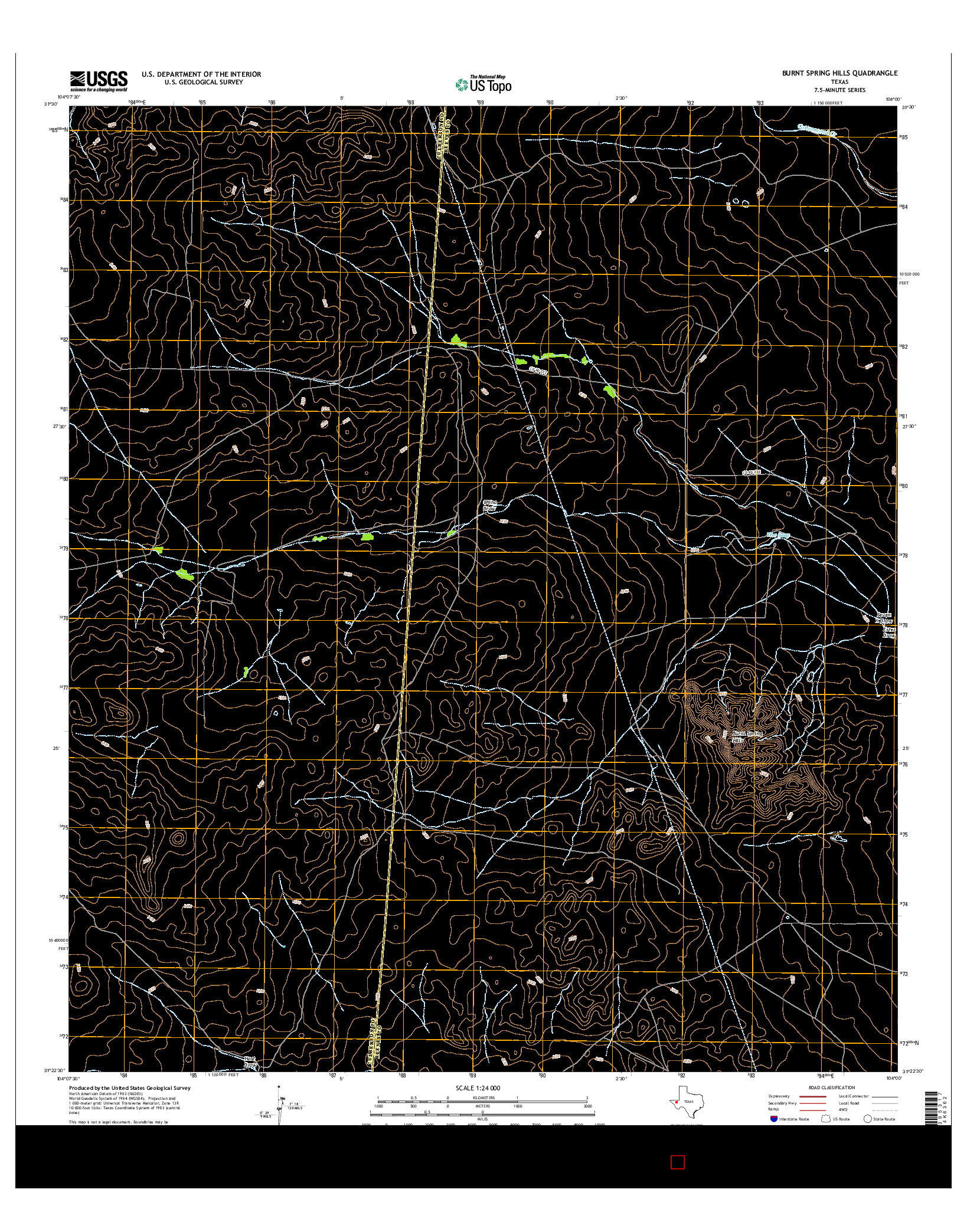 USGS US TOPO 7.5-MINUTE MAP FOR BURNT SPRING HILLS, TX 2016