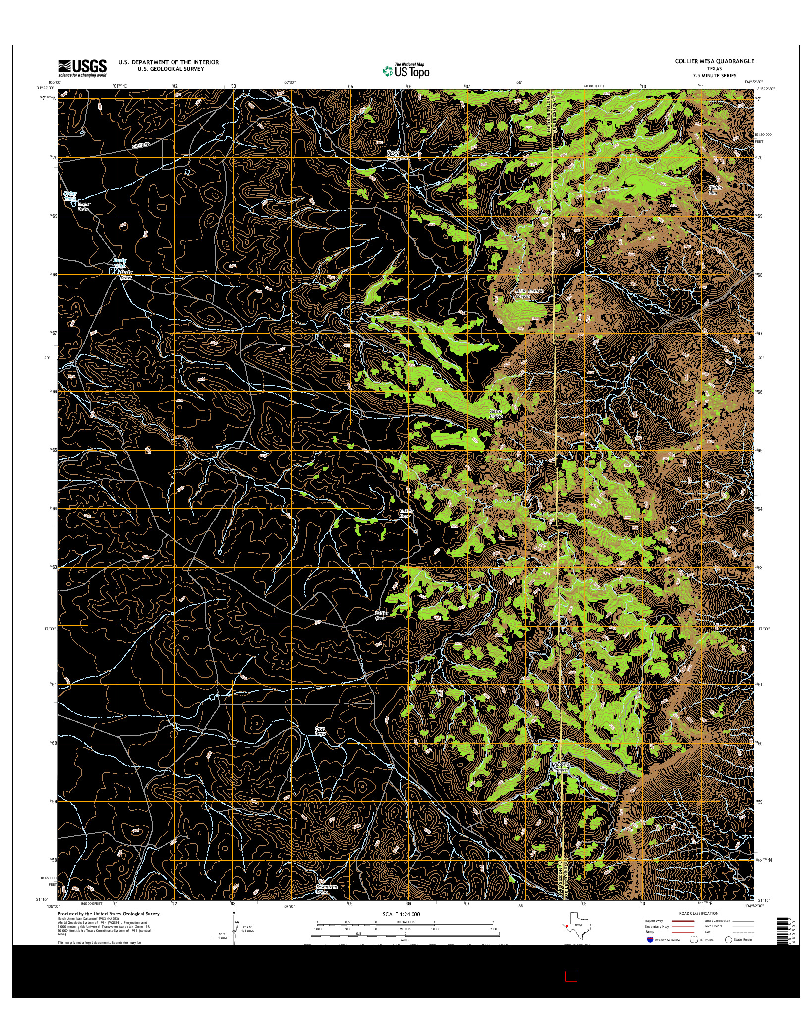 USGS US TOPO 7.5-MINUTE MAP FOR COLLIER MESA, TX 2016