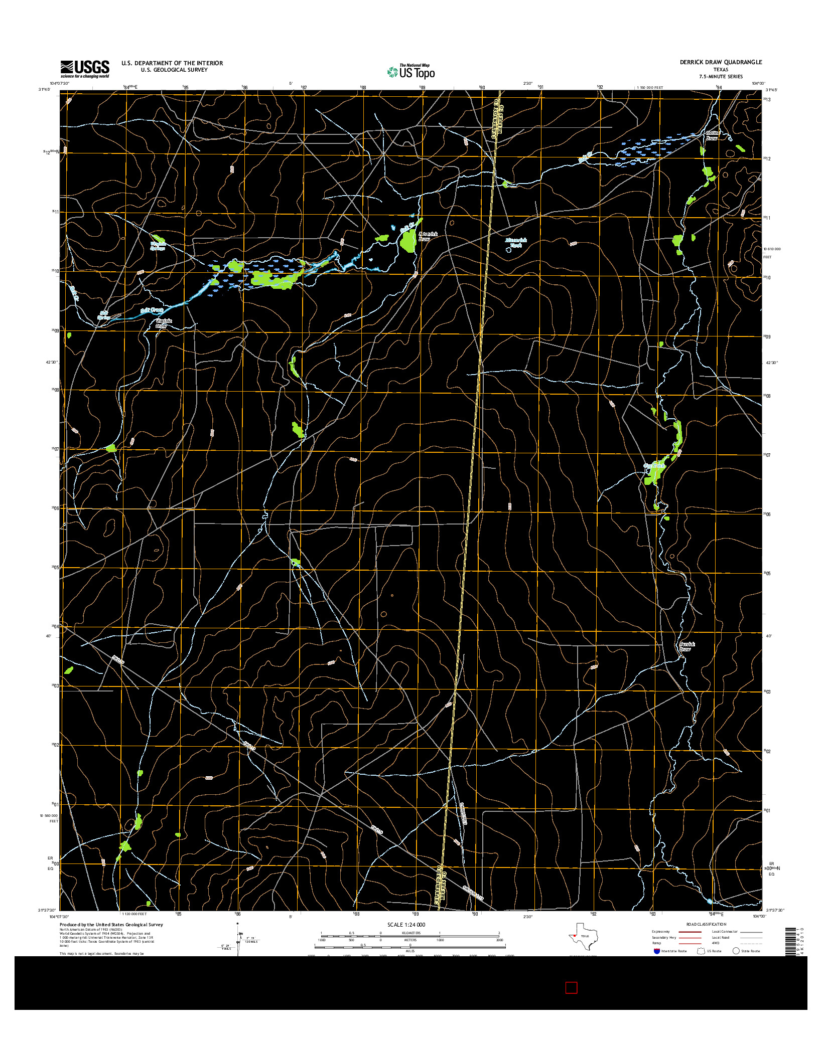 USGS US TOPO 7.5-MINUTE MAP FOR DERRICK DRAW, TX 2016