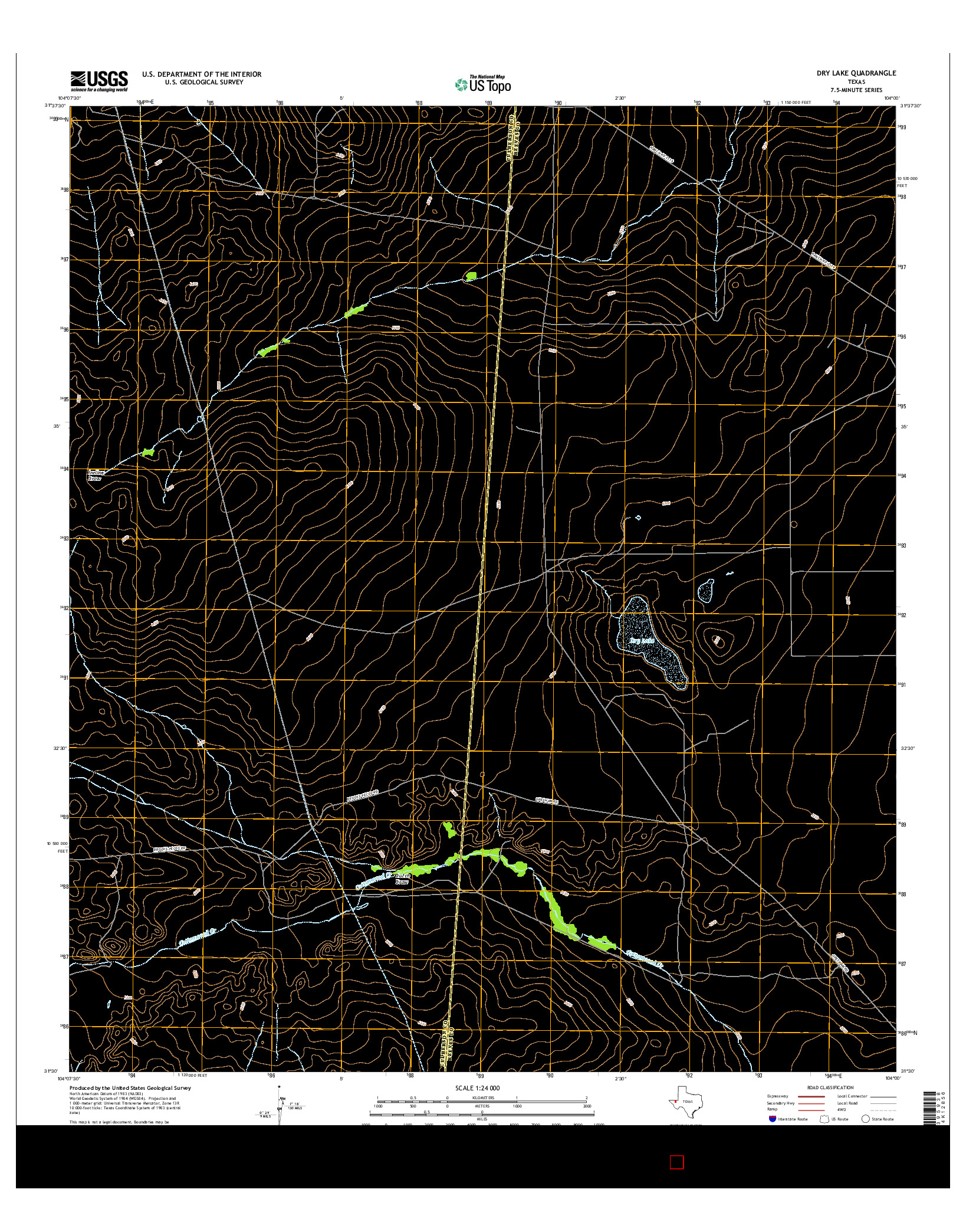 USGS US TOPO 7.5-MINUTE MAP FOR DRY LAKE, TX 2016