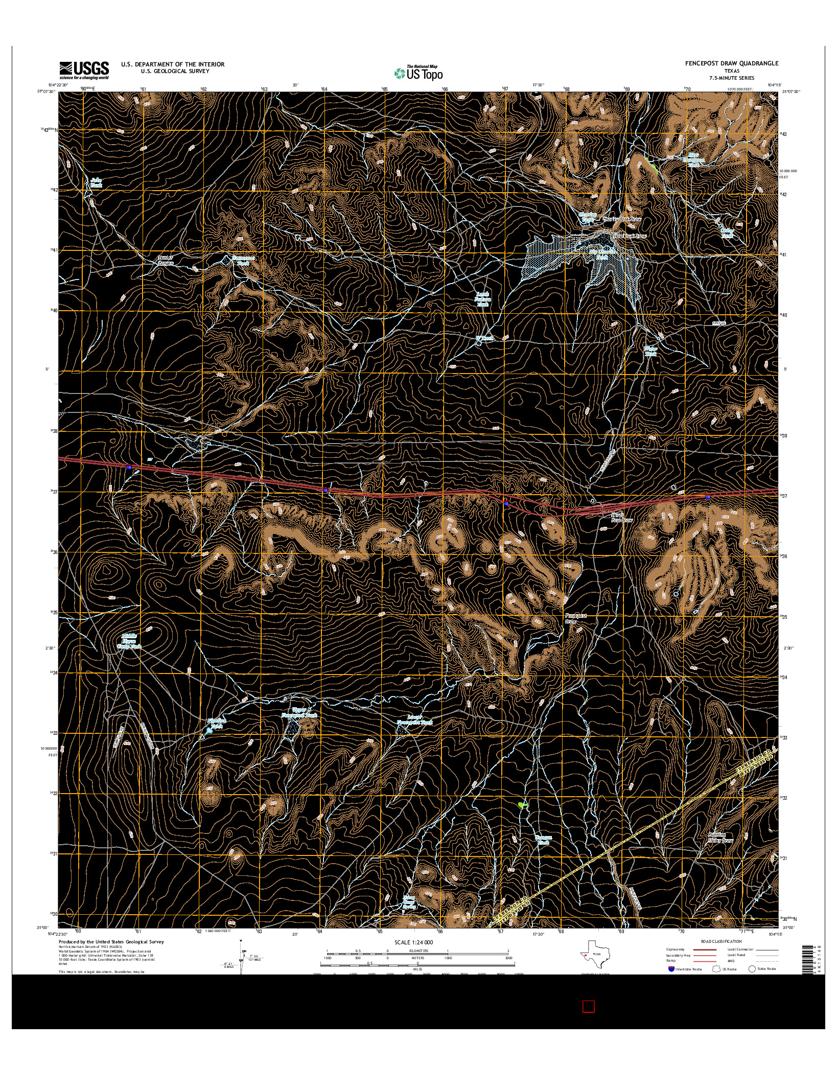 USGS US TOPO 7.5-MINUTE MAP FOR FENCEPOST DRAW, TX 2016